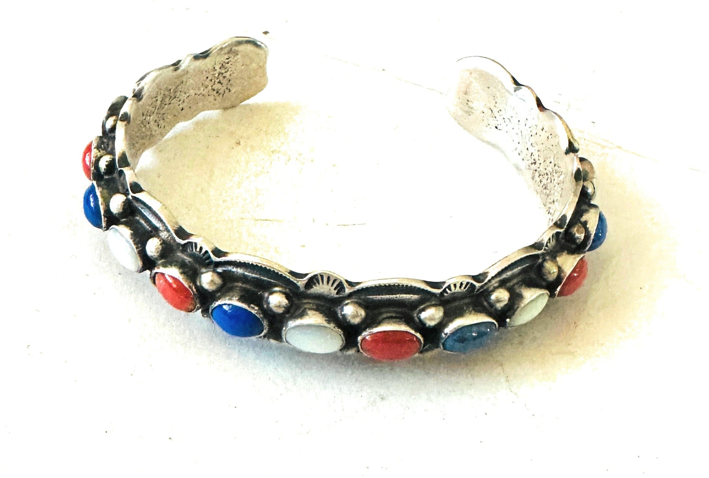 Handcrafted Multi Stone & Sterling Silver Cuff Bracelet