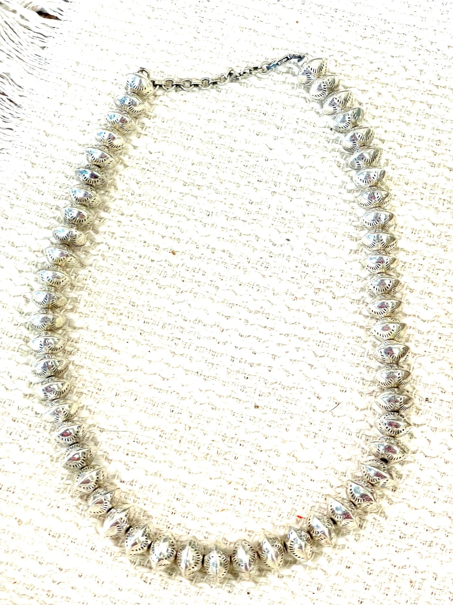 Handmade Sterling Silver 12 MM Beaded Necklace