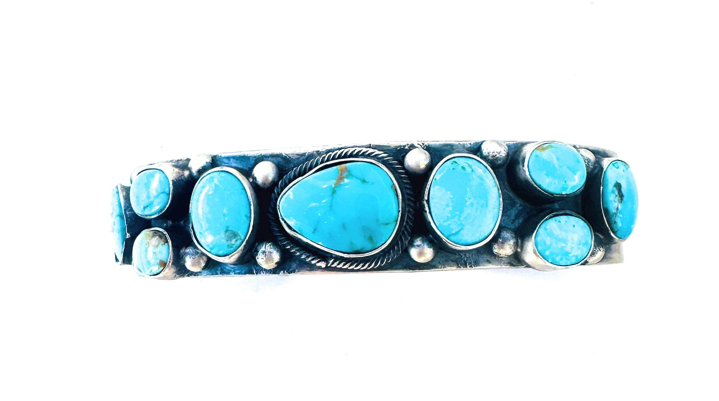 Handcrafted Kingman Turquoise & Sterling Silver Cuff Bracelet /