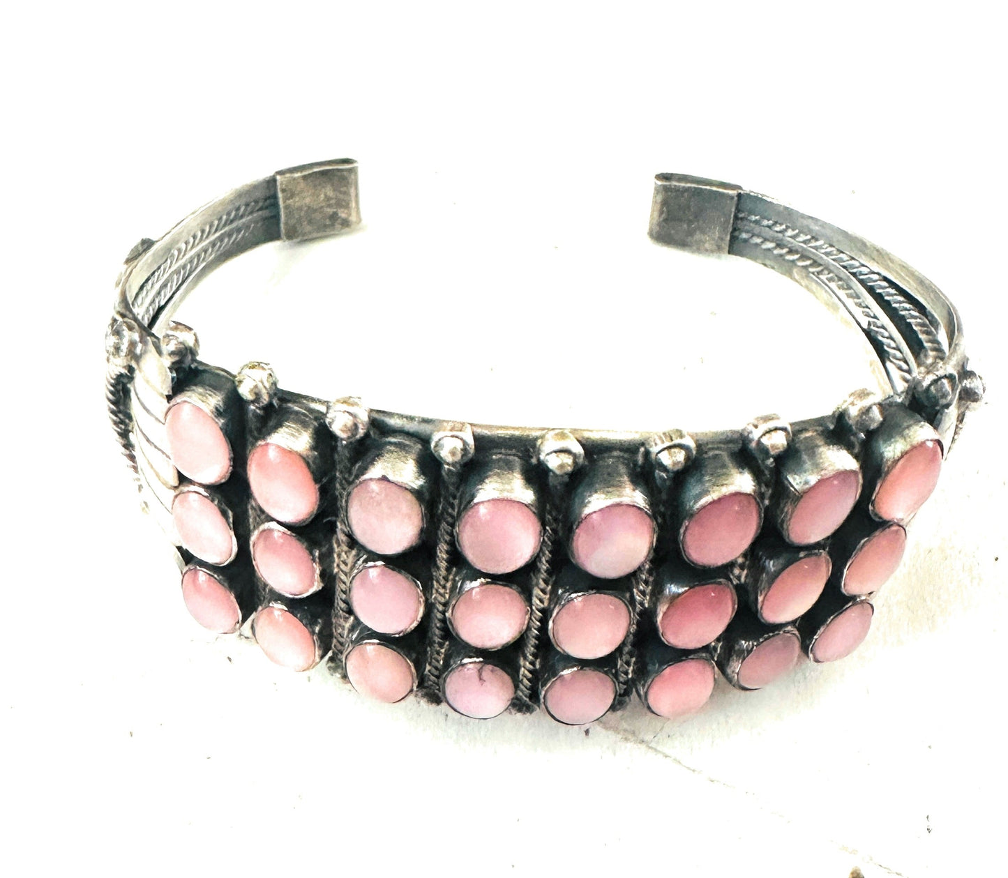 Handcrafted Sterling Silver & Mother of Pearl Cuff Bracelet