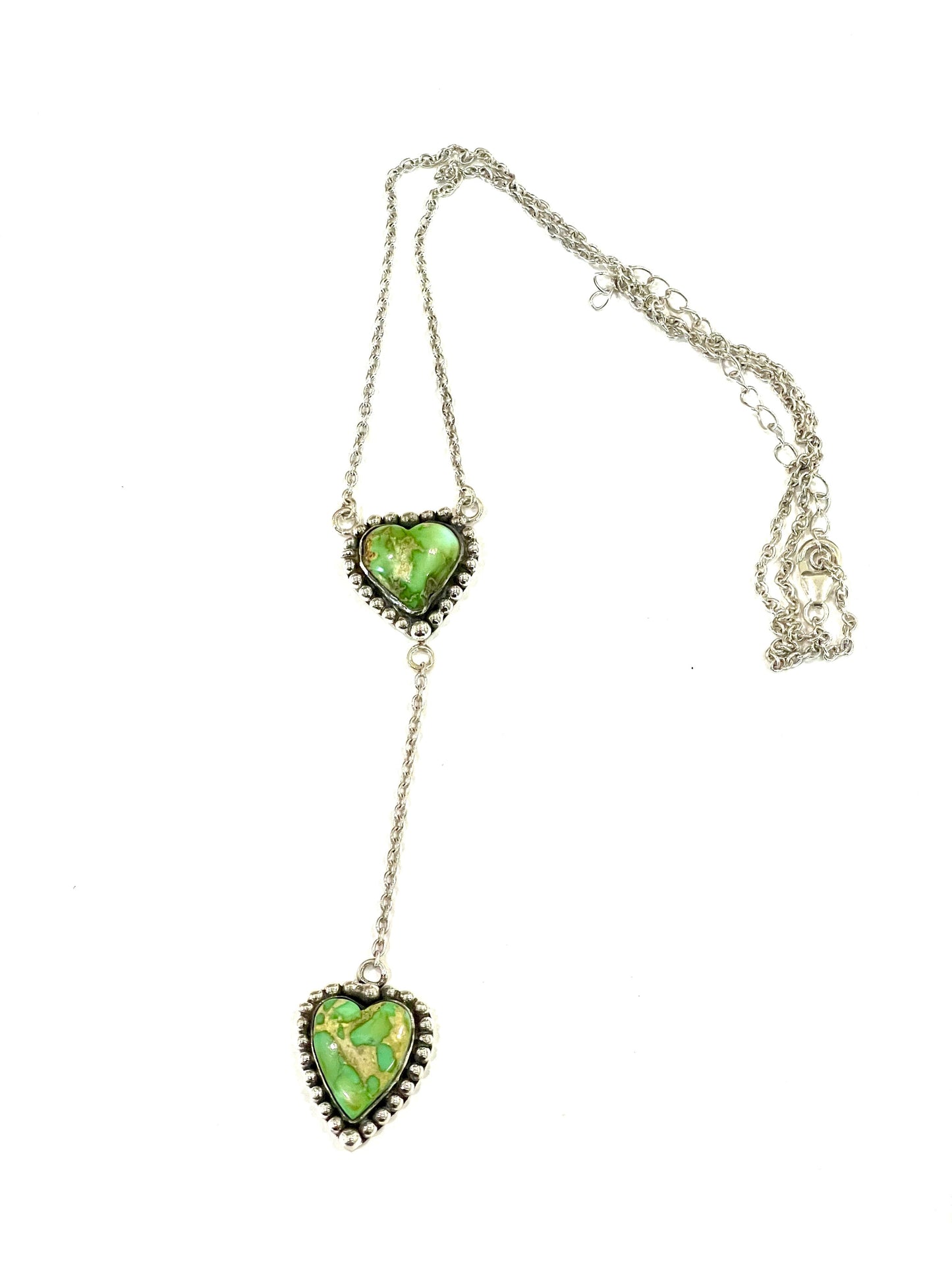 Handmade Sterling Silver & Sonoran Mountain Turquoise 2 Stone Drop Necklace