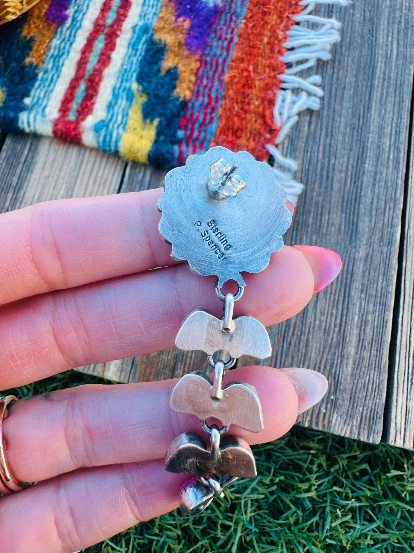 Handcrafted Cotton Candy & Sterling Silver Cluster Dangle Earrings by Pearlene Spencer