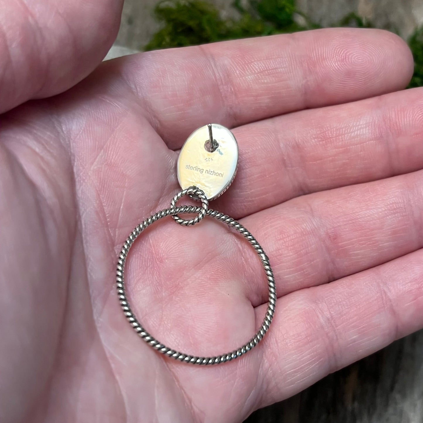 Handmade Pink Opal & Sterling Silver Hoop Earrings