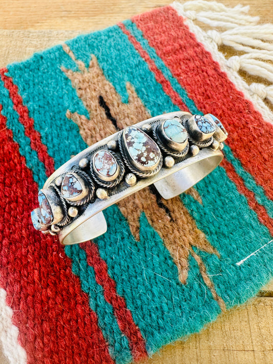 Handcrafted Golden Hills Turquoise & Sterling Silver Cuff Bracelet /