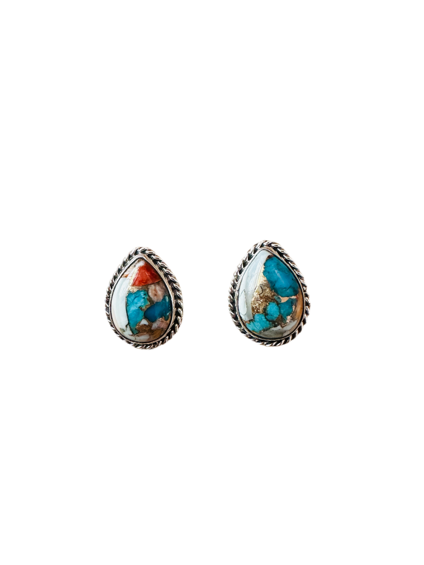 Handcrafted Sterling Silver & Spice Teardrop Stud Earrings