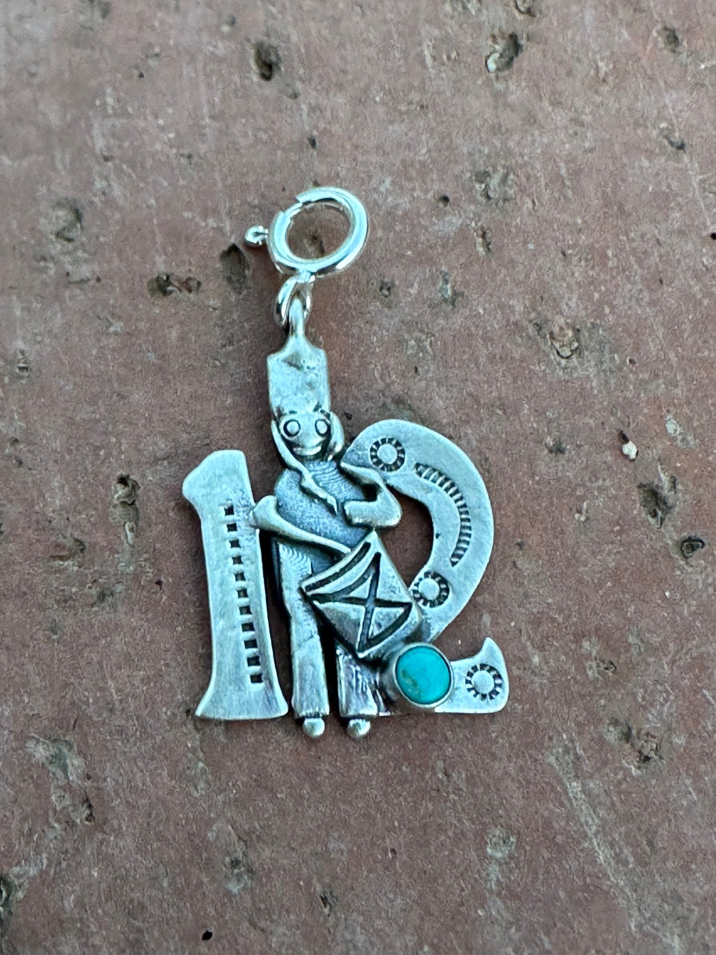 Handmade Sterling Silver and Turquoise 12 DAYS OF CHRISTMAS Charm