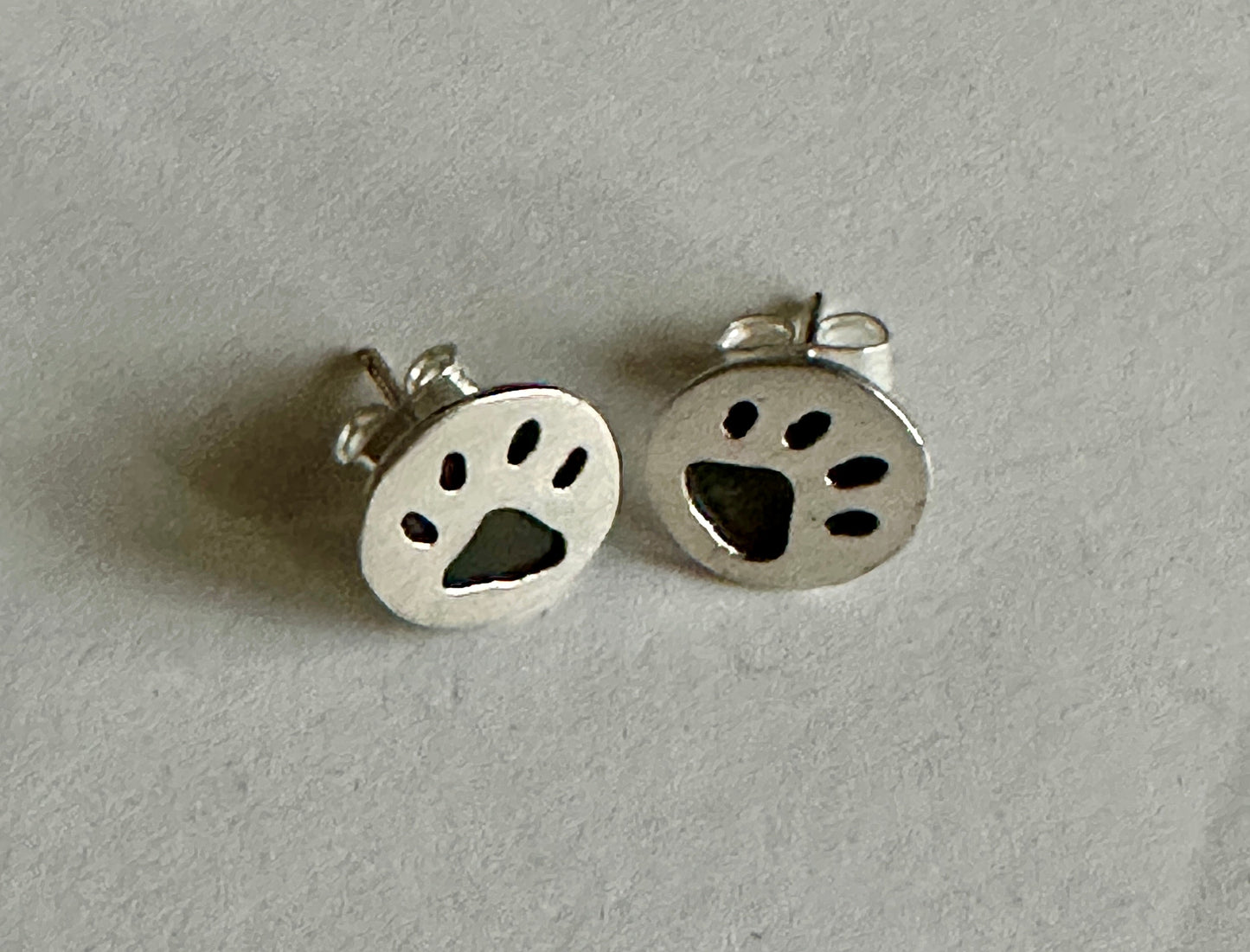 Micro Paw Print Sterling Silver Earrings