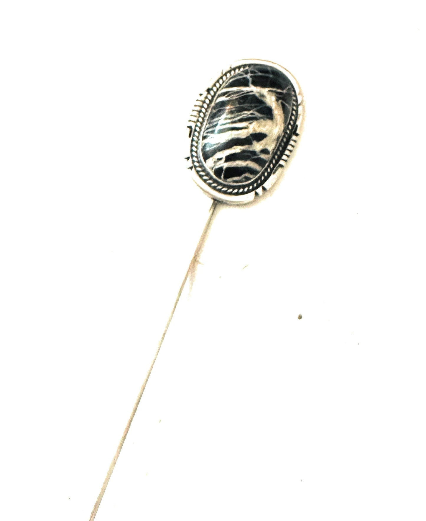Handcrafted White Buffalo & Sterling Silver Hair Pin