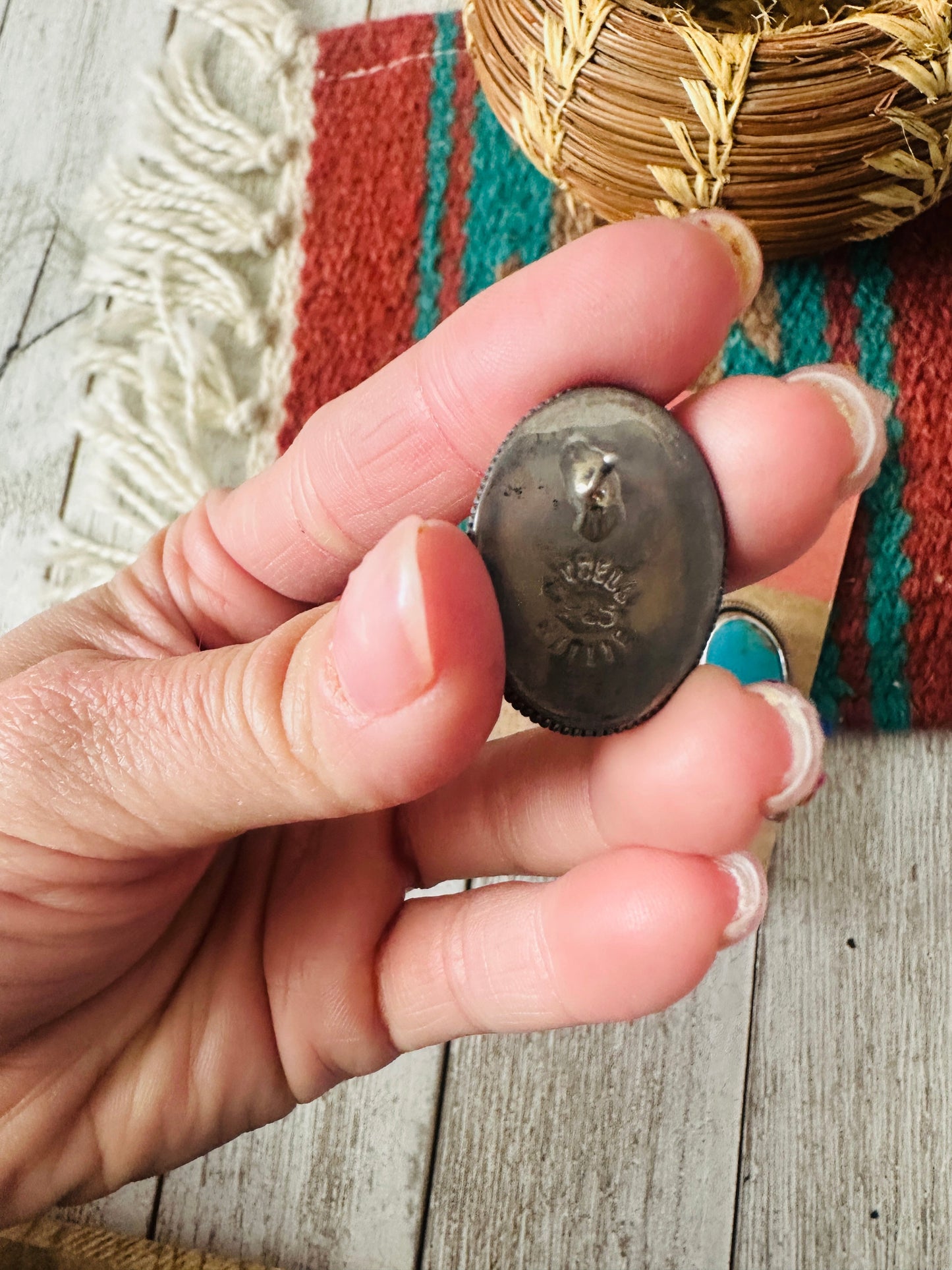 Handcrafted Turquoise & Sterling Silver Post Earrings by Wydell Billie