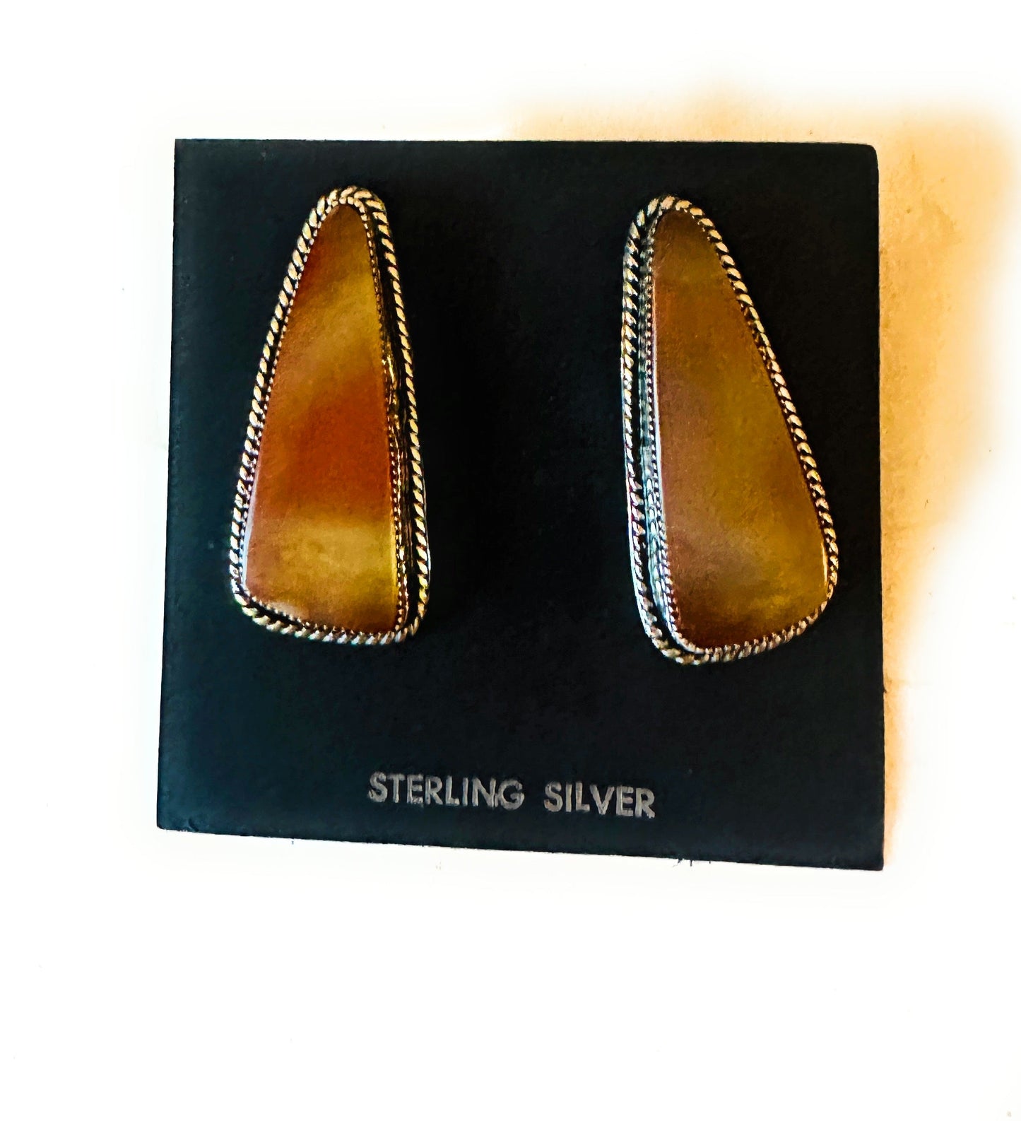 Handcrafted Jasper Sterling Silver Post Earrings Signed