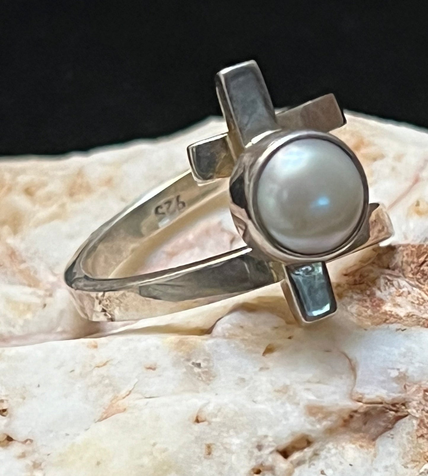 Wrap Sterling Silver Ring w/ Pearl Center