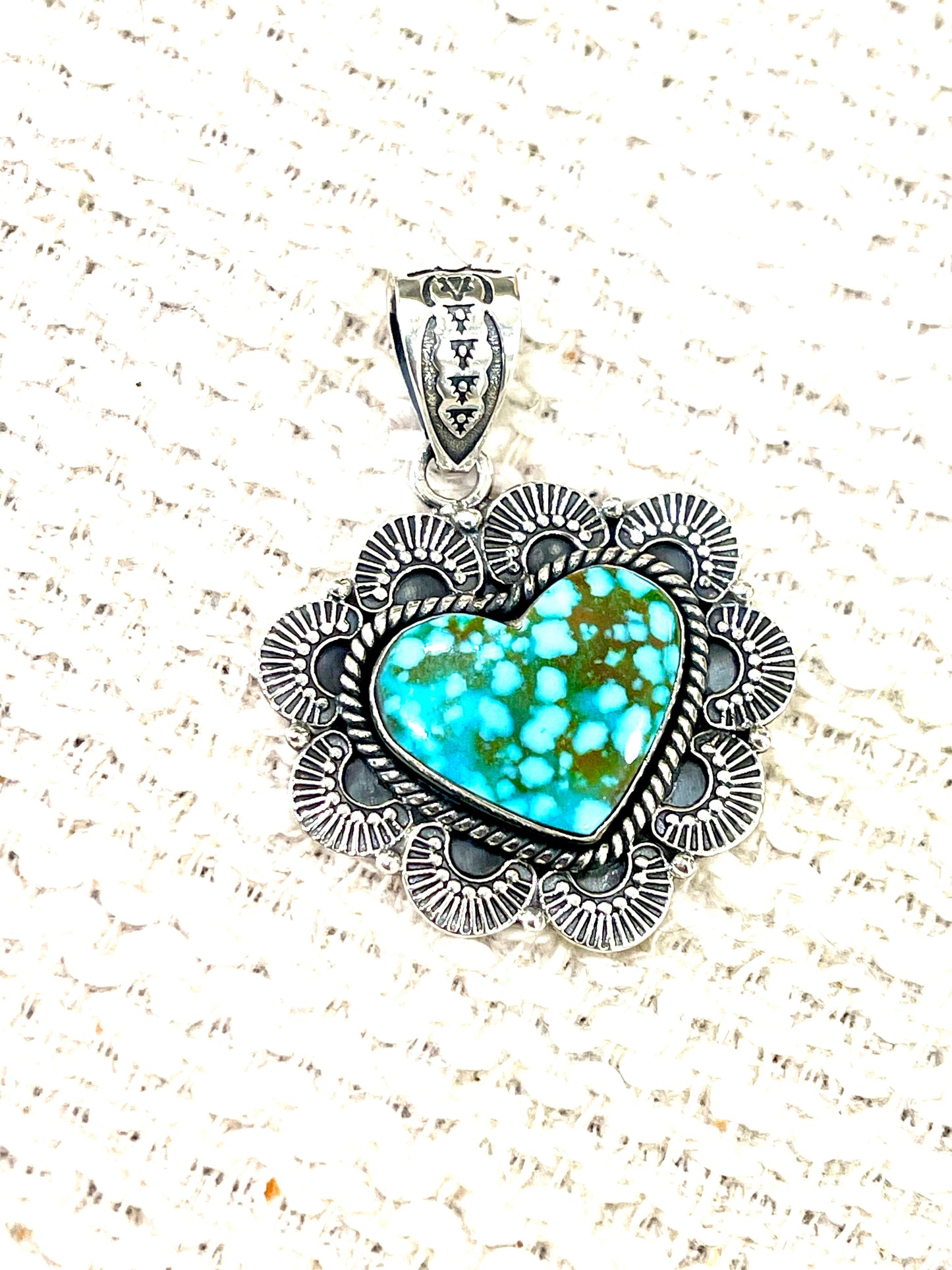 Handcrafted Sterling Silver & Number 8 Turquoise Pendant