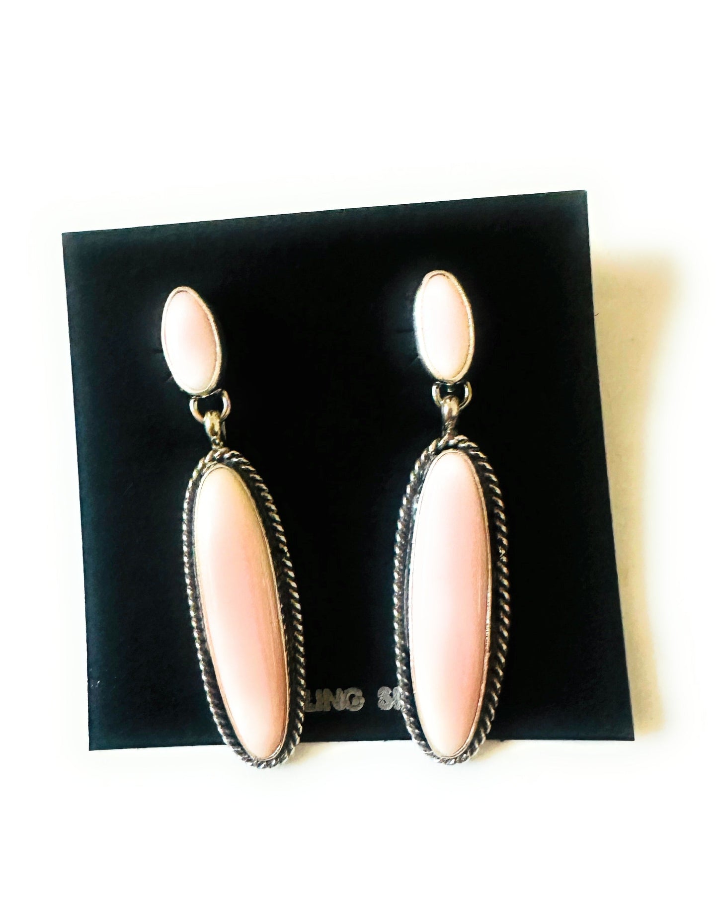 Handcrafted Sterling Silver & Queen Pink Conch Dangle Earrings