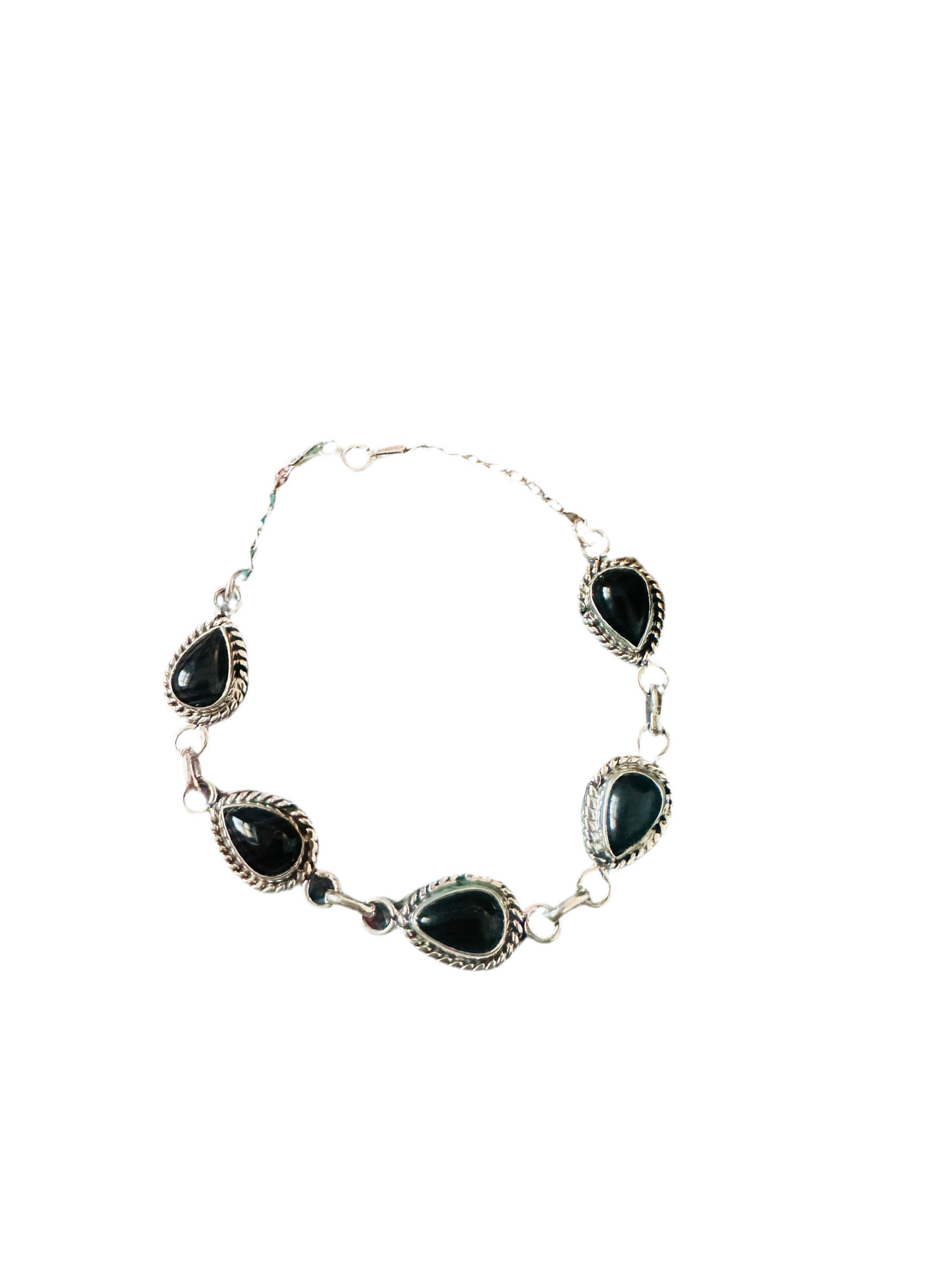 Handcrafted Onyx & Sterling Silver Link Bracelet