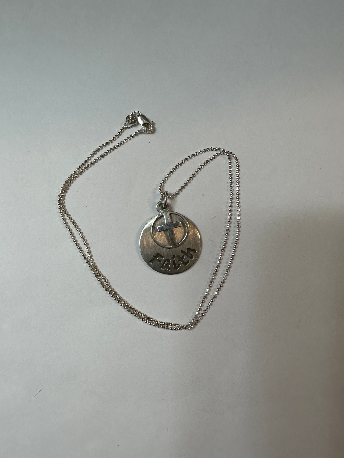 Sterling Silver Faith Pendant Necklace
