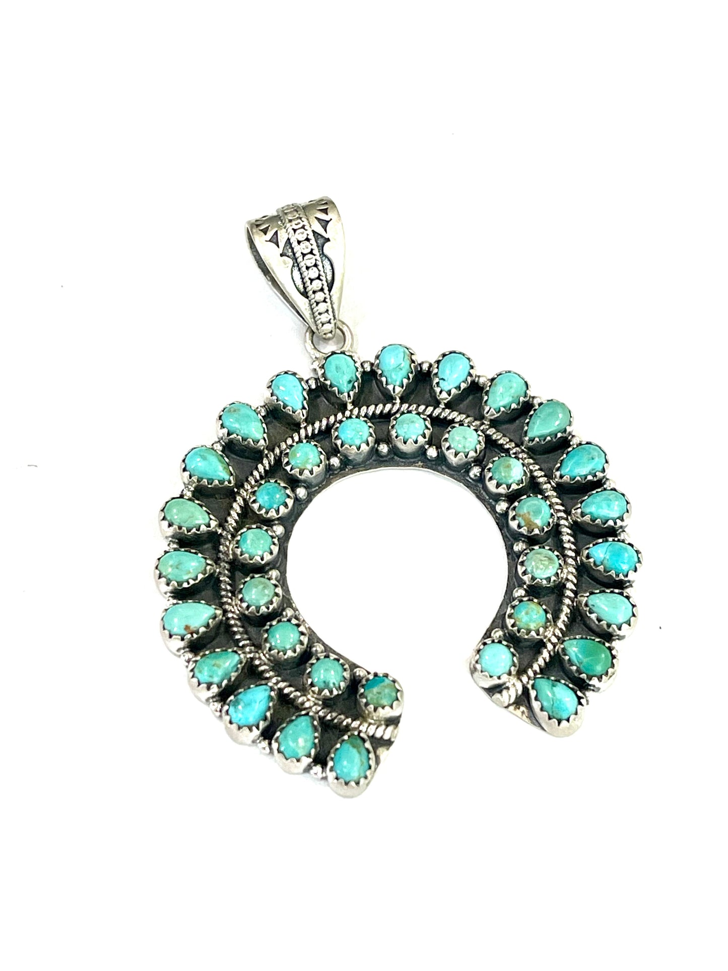 Handmade Sterling Silver & Turquoise Cluster Naja Pendant
