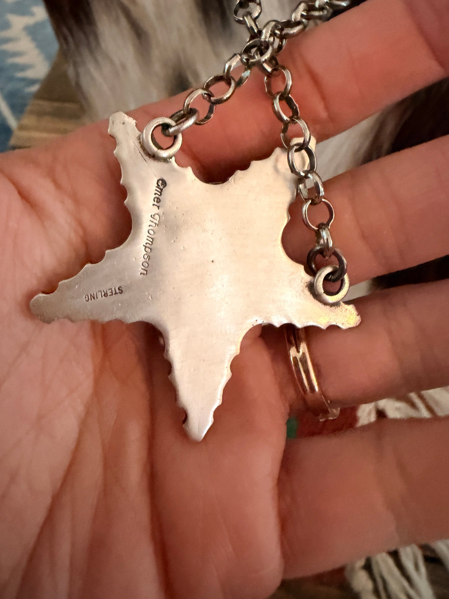 Handcrafted Golden Hills Turquoise & Sterling Silver Star Necklace by Emer Thompson