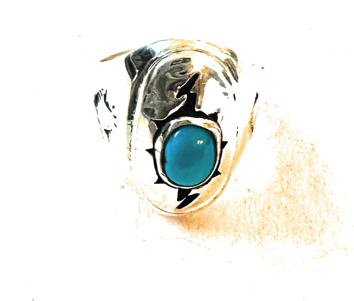 Handcrafted Sterling Silver & Turquoise Ring Size 10.5