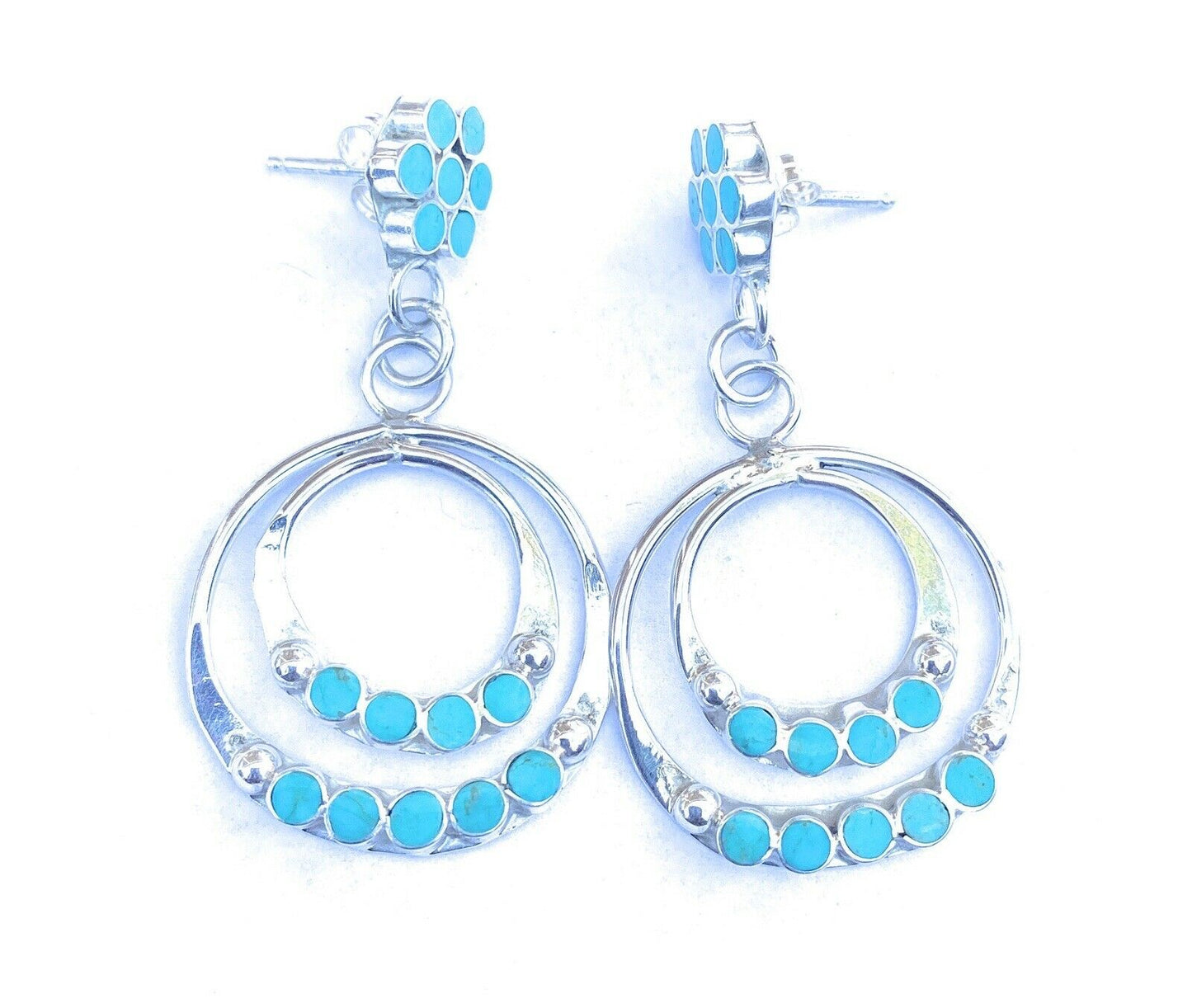 Handcrafted Sterling Silver & Turquoise Dangle Earrings