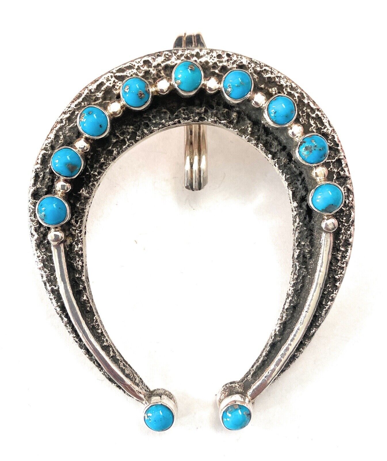 Handcrafted Sterling Silver & Kingman Turquoise Naja Pendant Signed