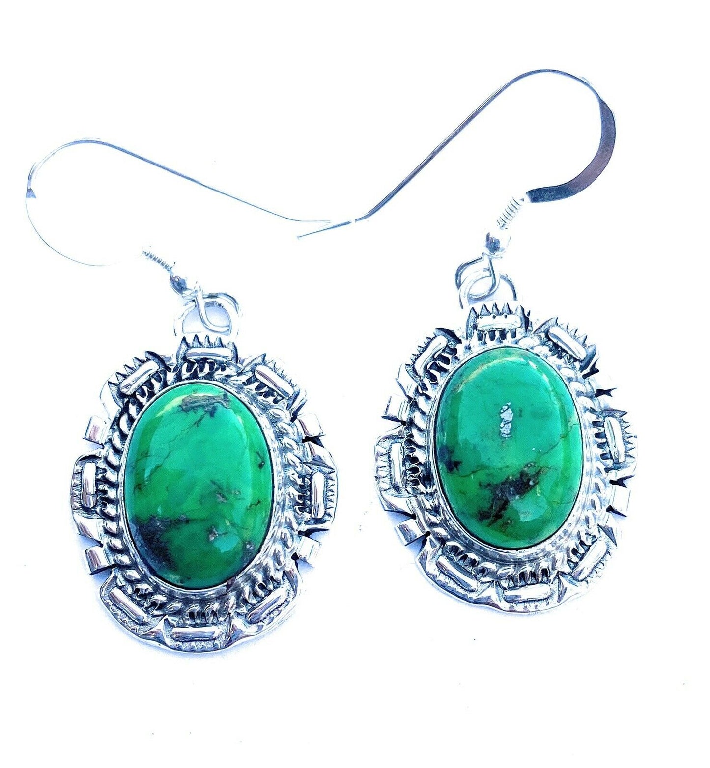 Handcrafted Sterling Silver Gaspeite Dangle Earrings Signed