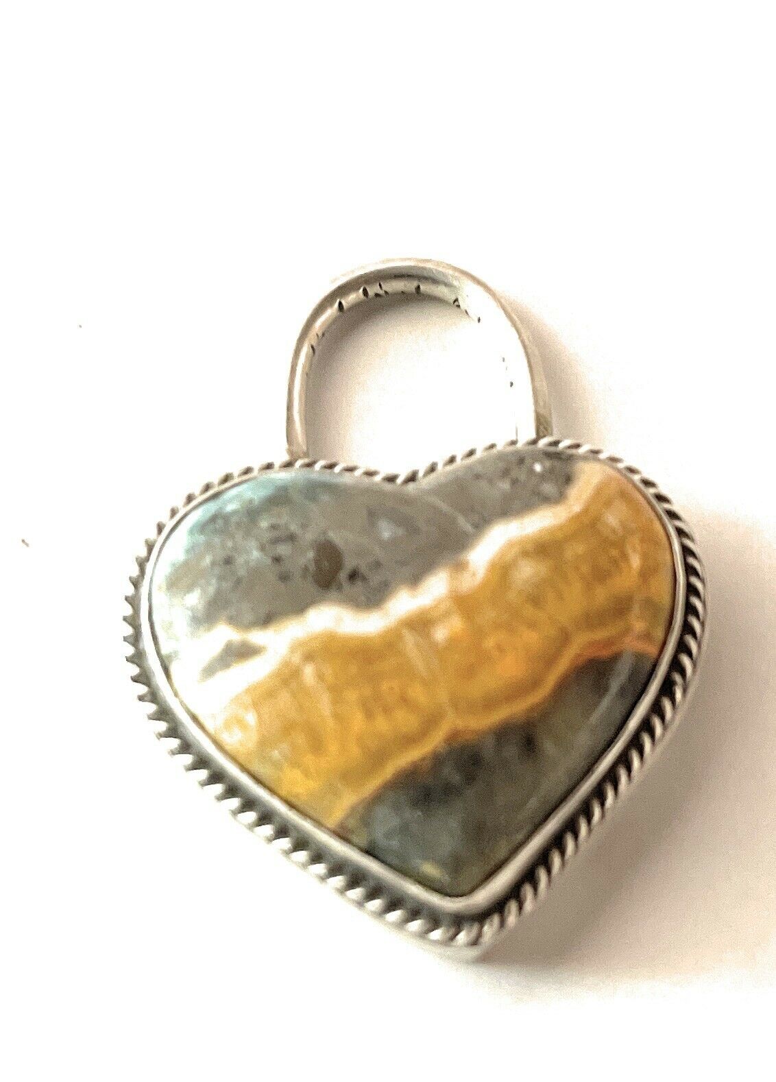 Handcrafted Bumblebee & Sterling Silver Heart Pendant Signed