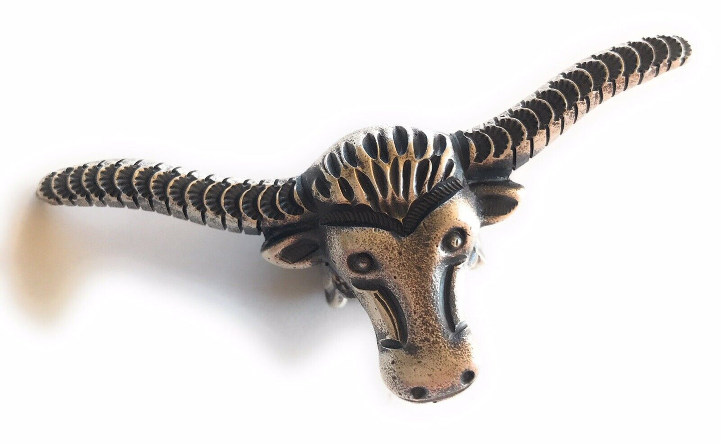Handcrafted Sterling Silver Longhorn Cattle Steer Head Statement Ring