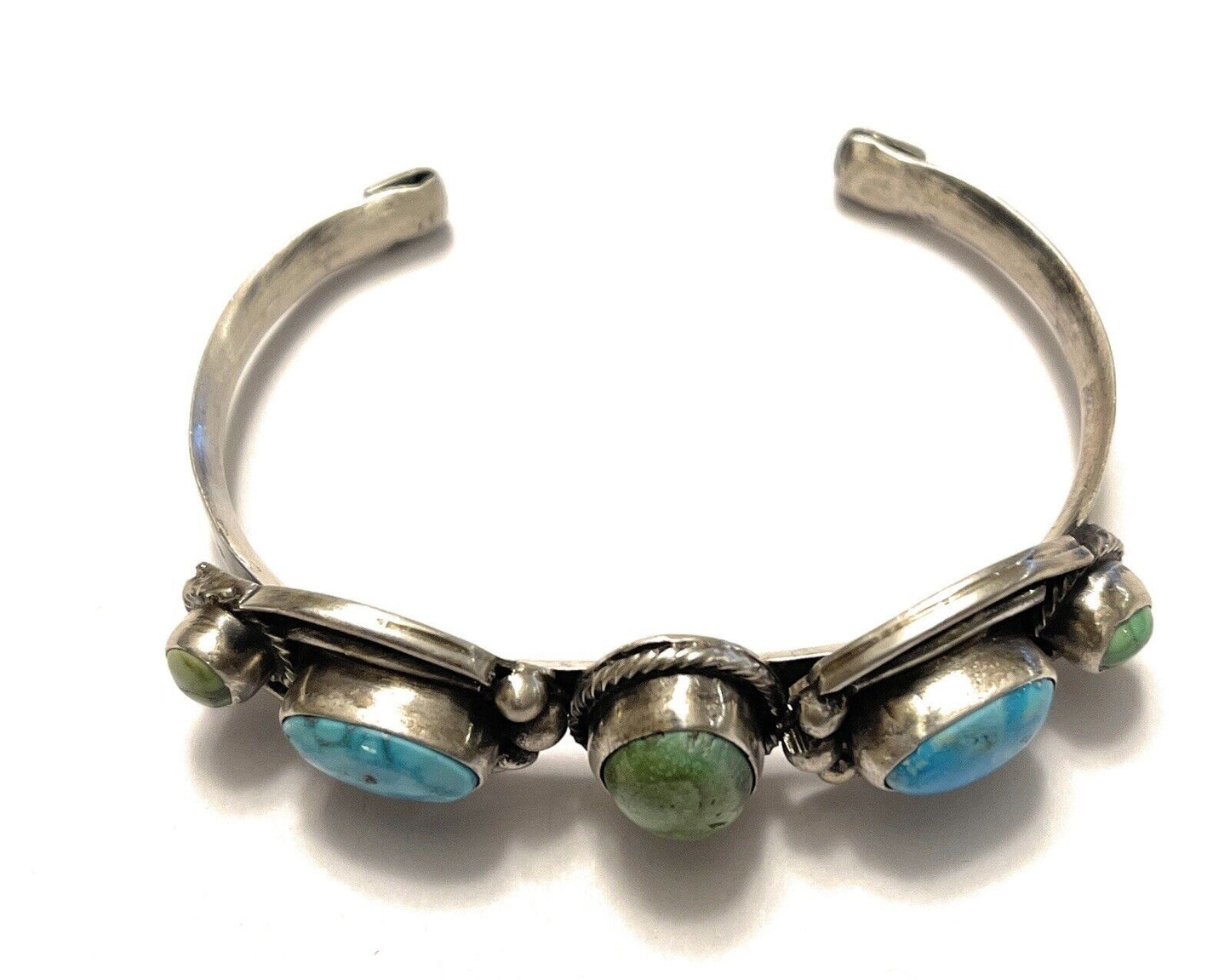 Handcrafted Sterling Sonoran Gold & Golden Hills Turquoise Cuff Bracelet Signed /