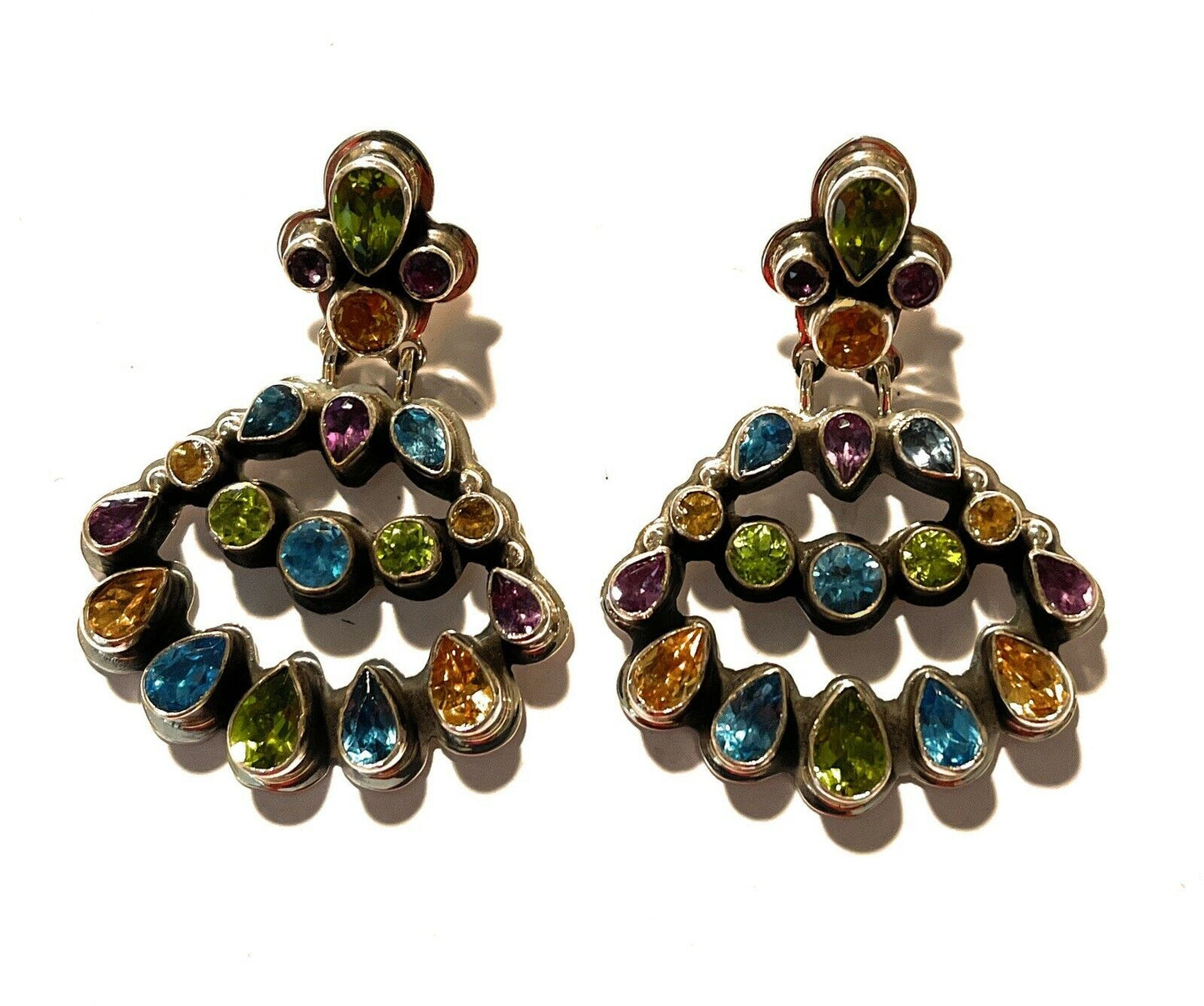 Handcrafted Sterling Silver & Natural Gem Stone Dangle Earrings