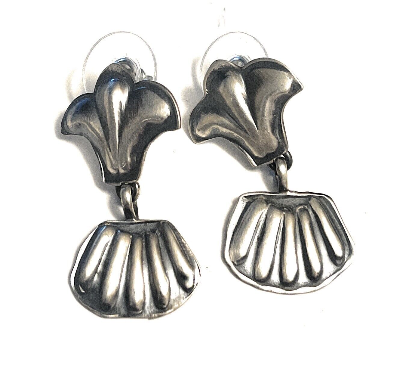 Handcrafted Sterling Silver Hand Stamped Fleur De Lis Dangle Earrings