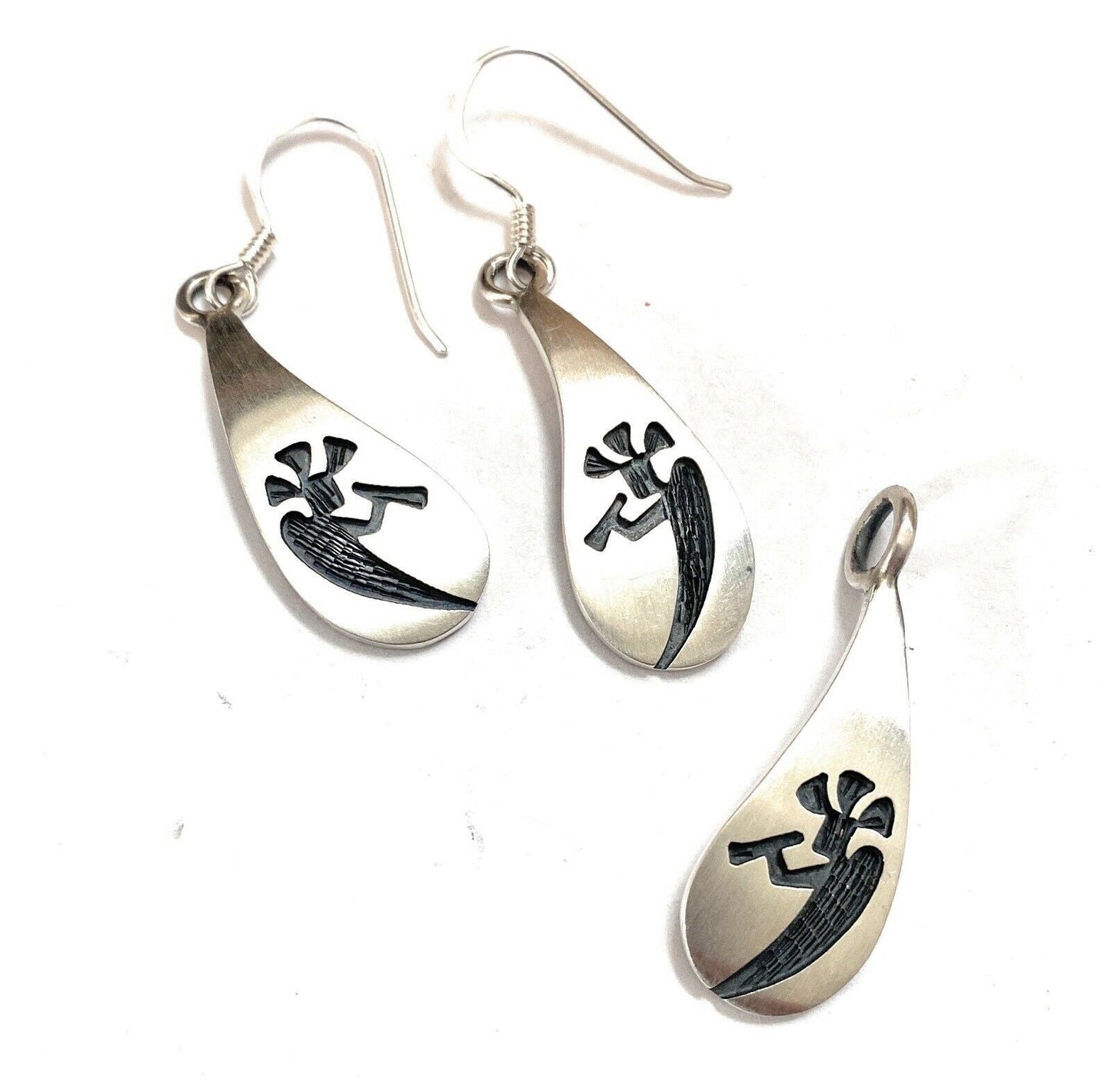 Handcrafted Sterling Silver Kokopelli Earring And Pendant Set