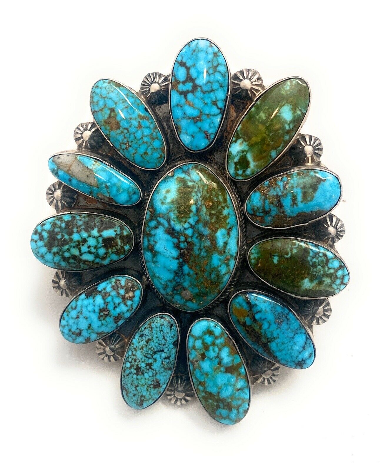 Handcrafted Kingman Web Turquoise & Sterling Silver Ring Size 9 By Kathleen Chavez