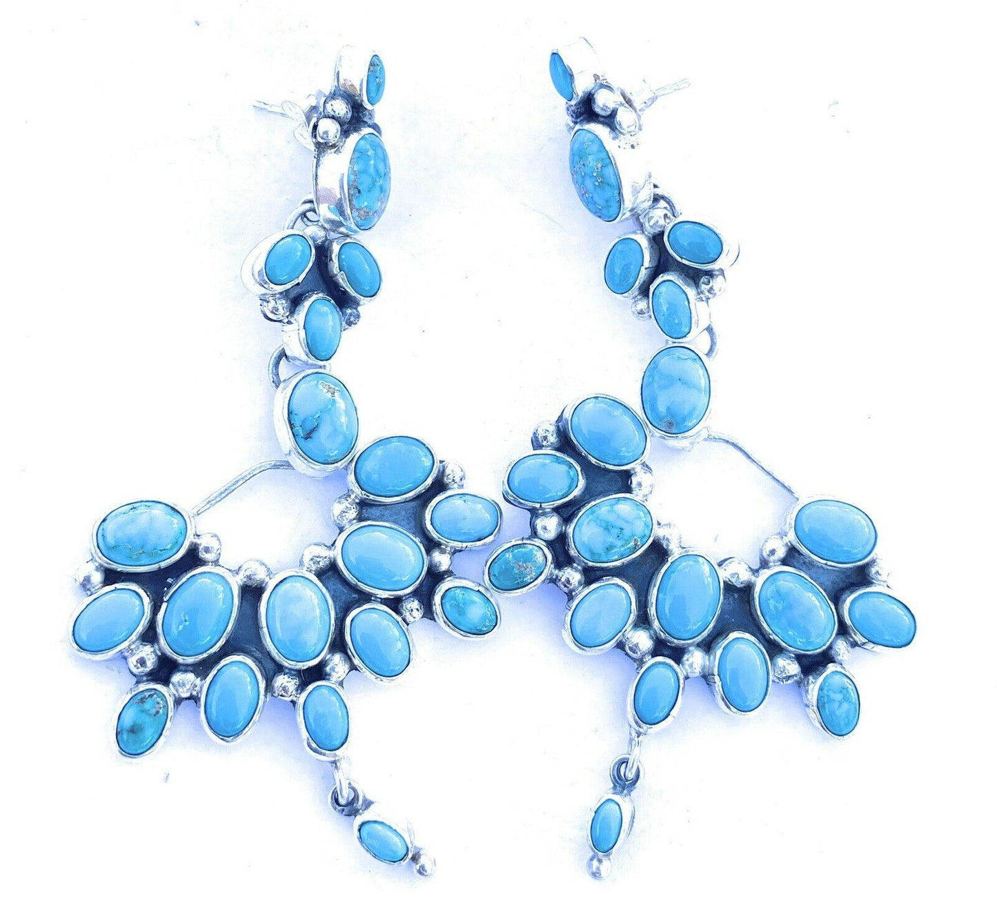 Vintage Handcrafted Turquoise & Sterling Silver Dangle Earrings