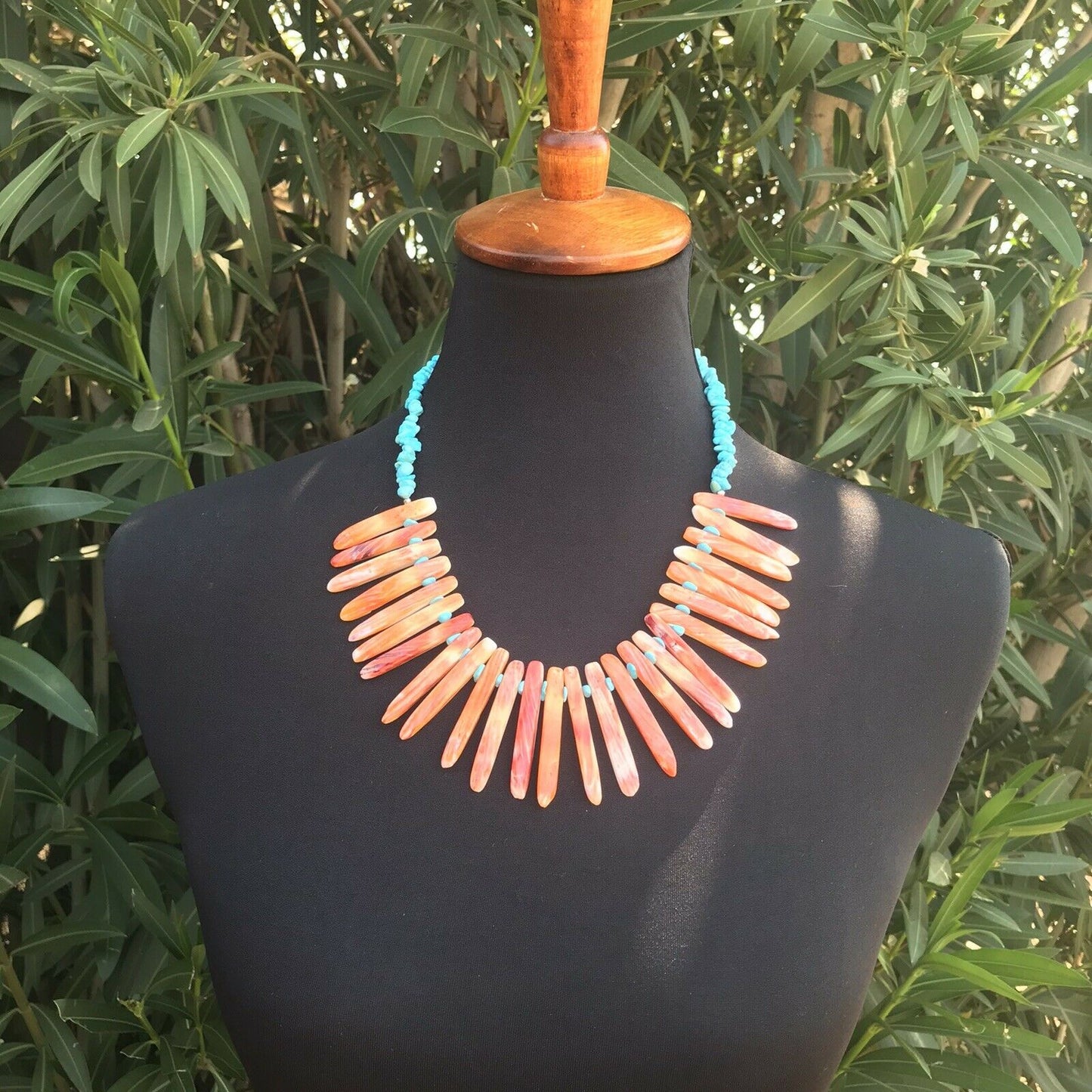 Handcrafted Sterling Turquoise Spiny Oyster Necklace