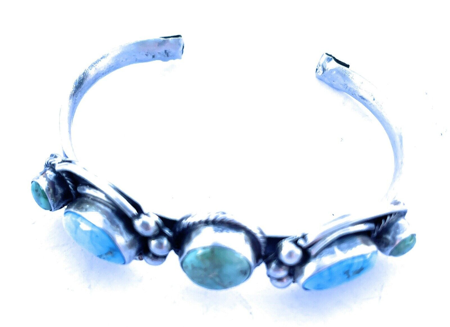 Handcrafted Sterling Sonoran Gold & Golden Hills Turquoise Cuff Bracelet Signed /