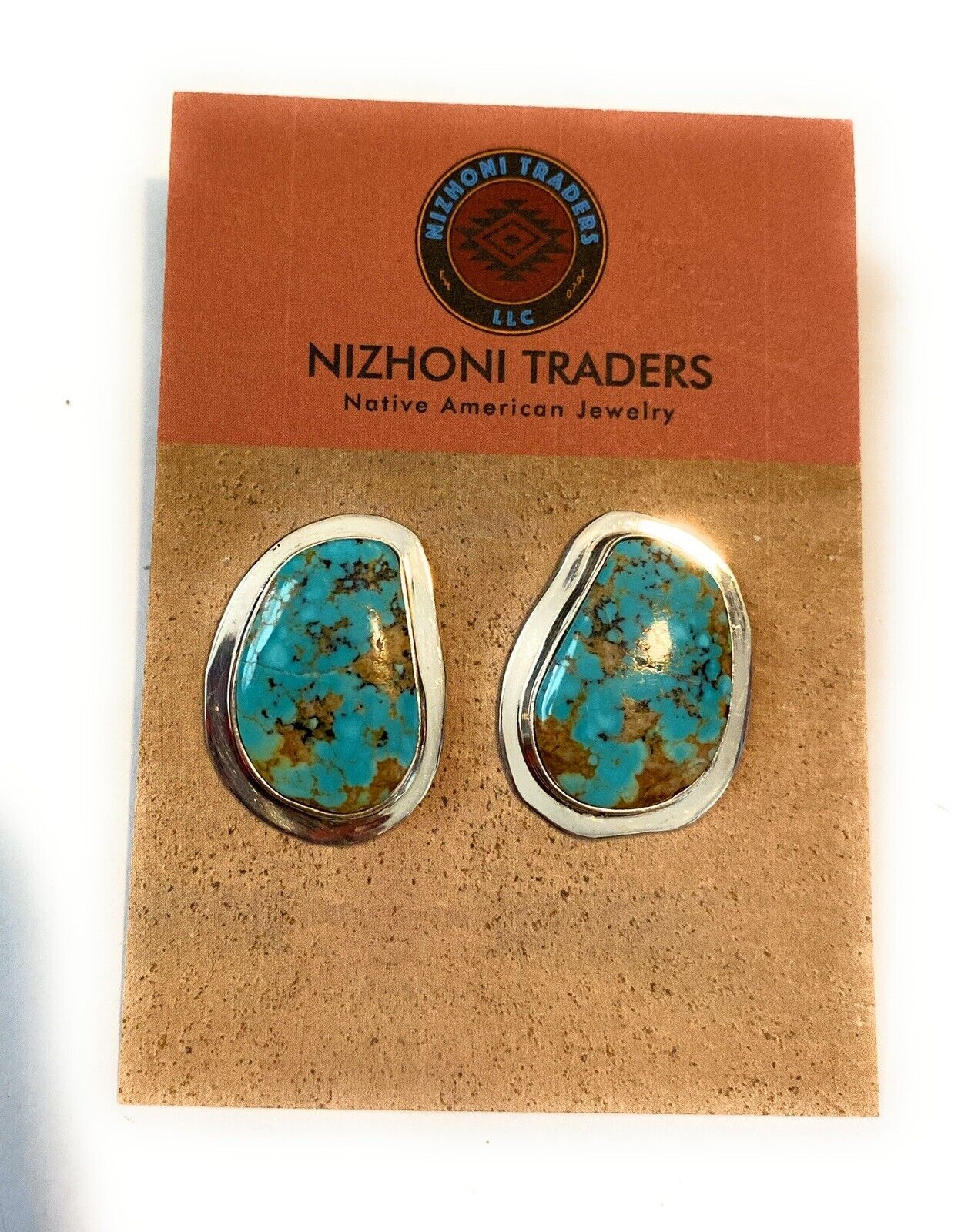 Handcrafted Royston Turquoise & Sterling Silver Post Earrings Signed