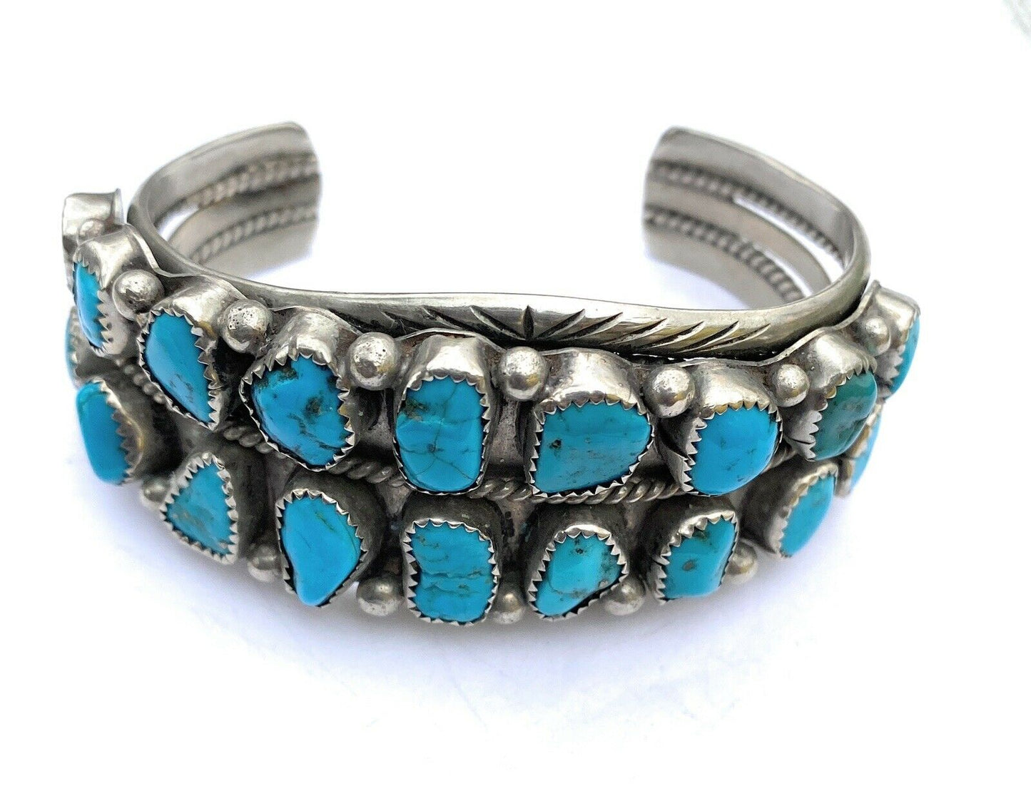 Handcrafted Vintage Turquoise & Sterling Silver Cuff Bracelet /