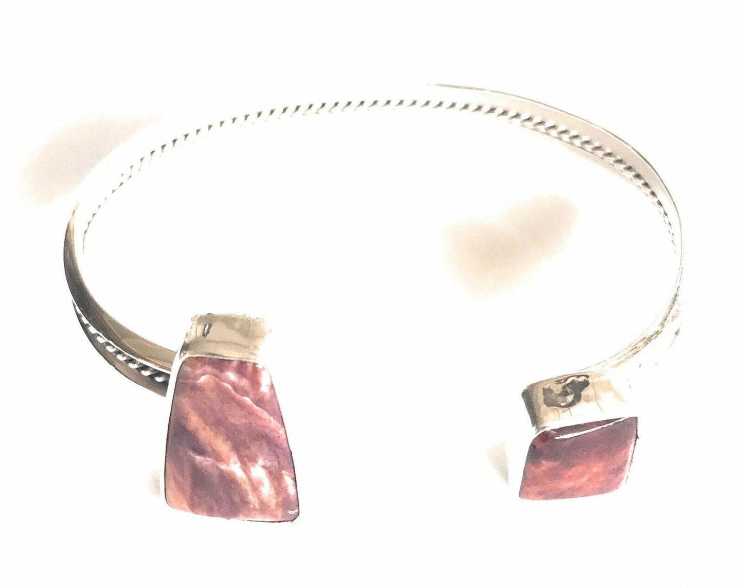 Navajo Floating Spiny Oyster Sterling Silver Cuff Bracelet Stamped