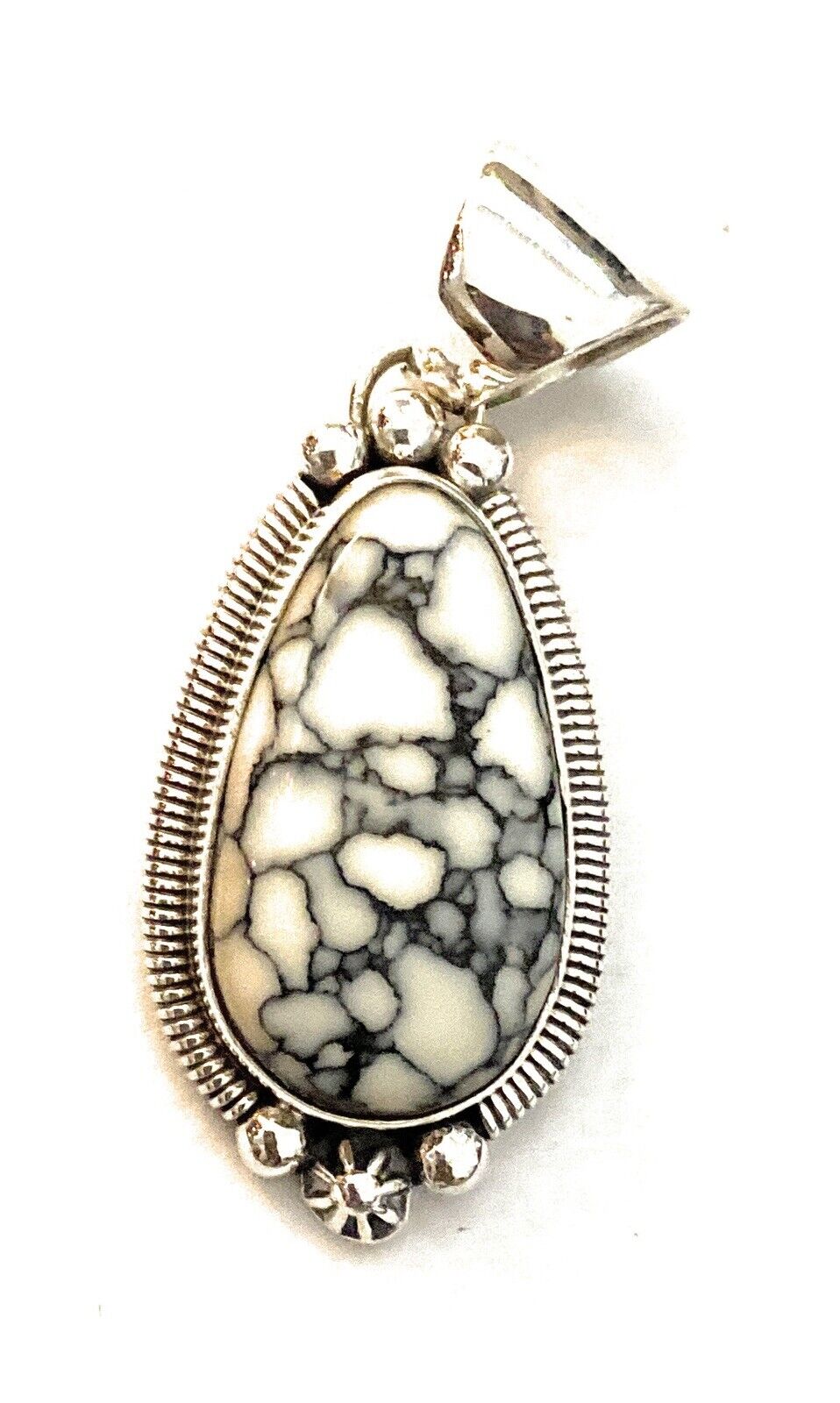 Handcrafted Sterling Silver & White Gibbsite Pendant