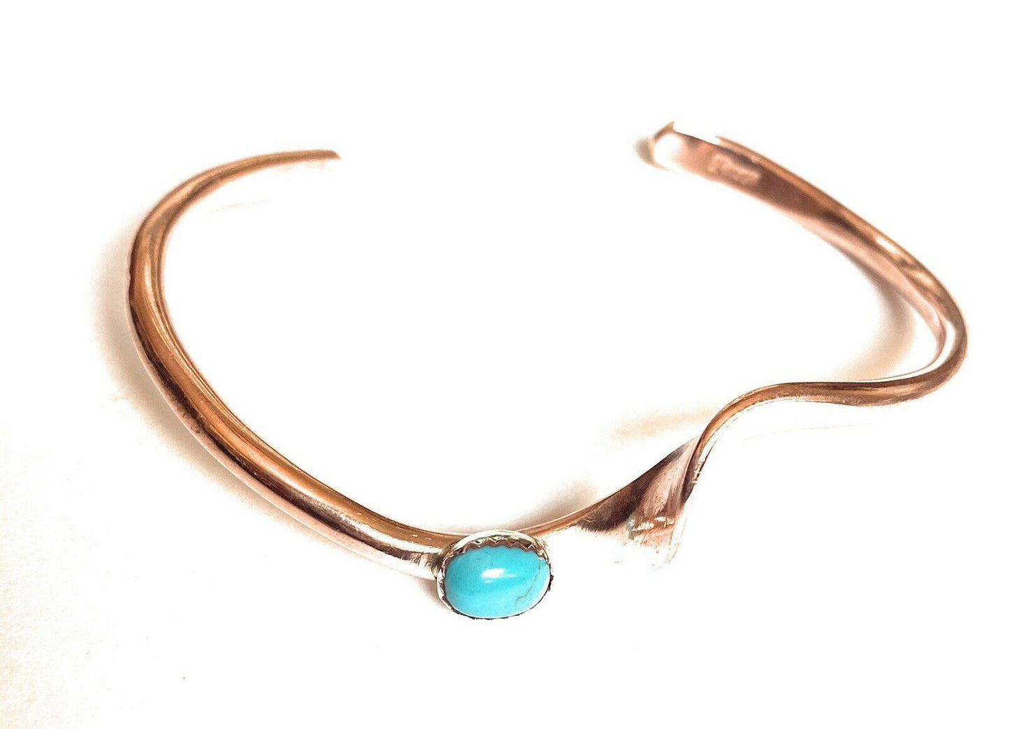 Handcrafted Turquoise & Copper Over Sterling Twisted Cuff Bracelet