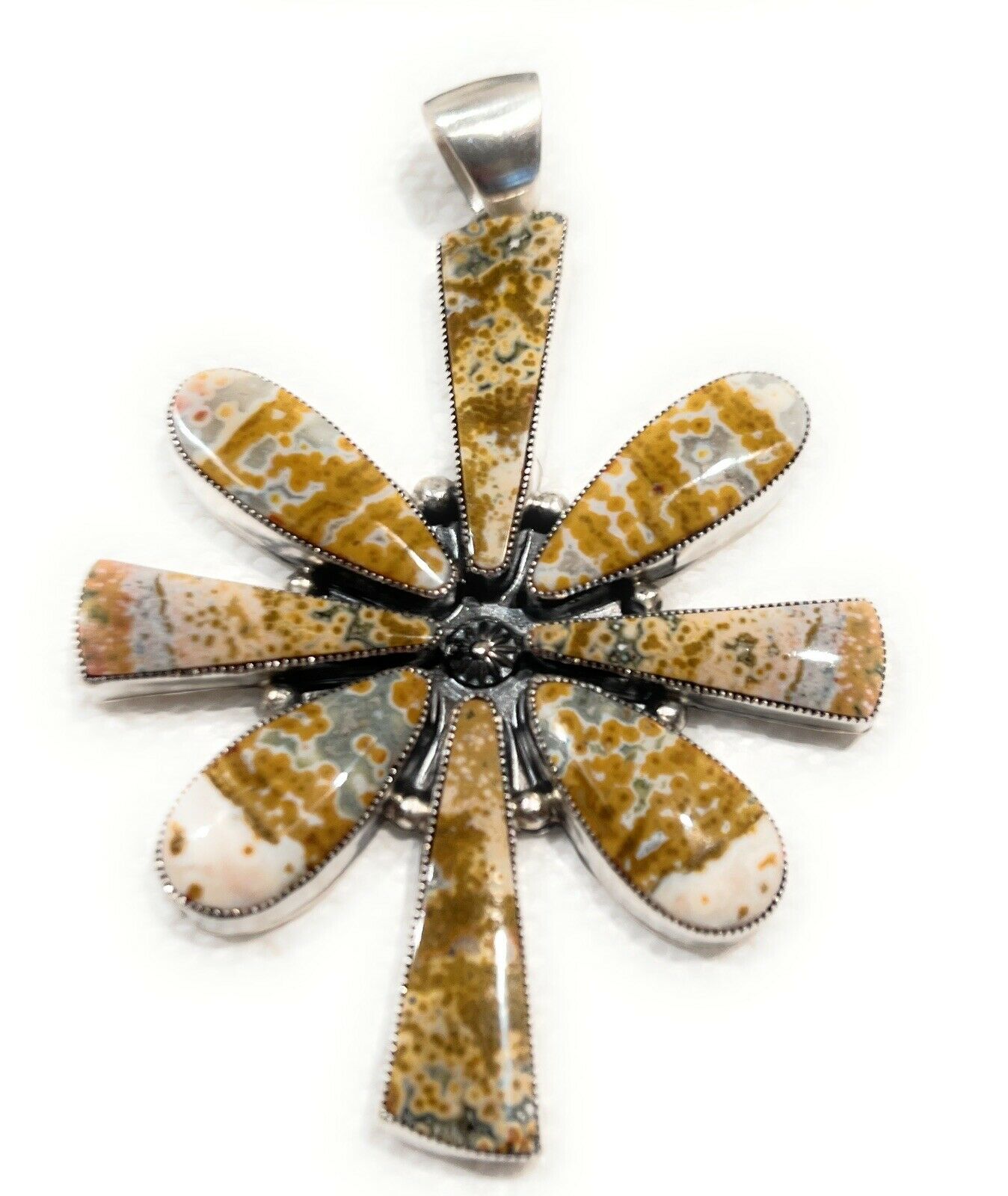 Handcrafted Sterling Silver Jasper Jumbo Cluster Pendant