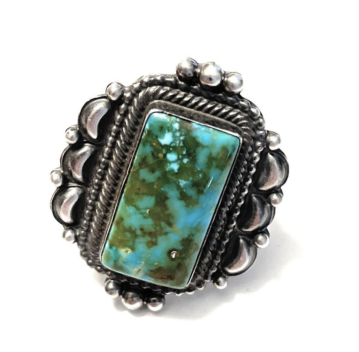 Handcrafted Sonoran Mountain Turquoise & Sterling Silver Statement Ring Size 9.5