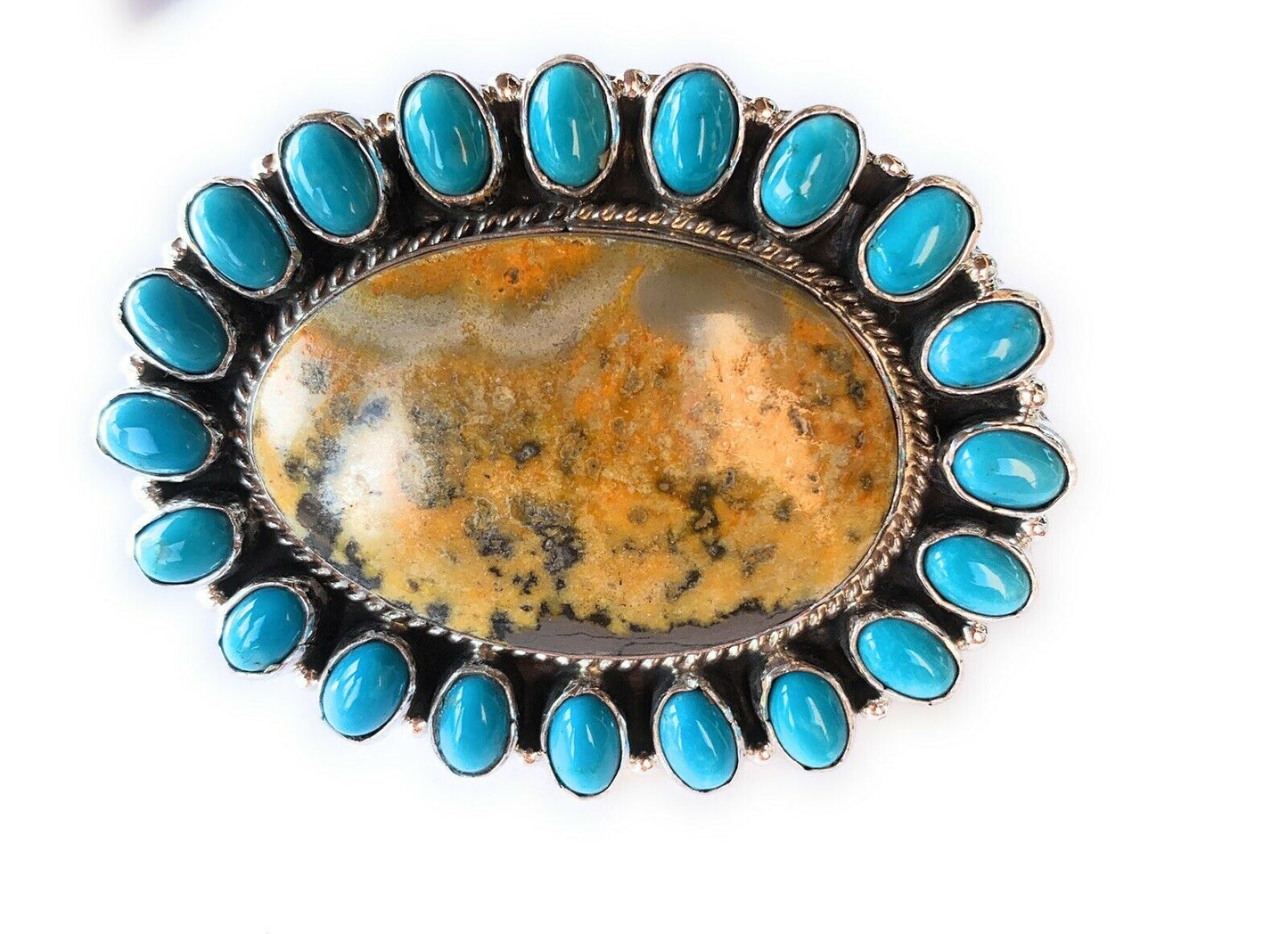 Handcrafted Sleeping Beauty Turquoise & Bumble Bee Statement Ring Size 7.25