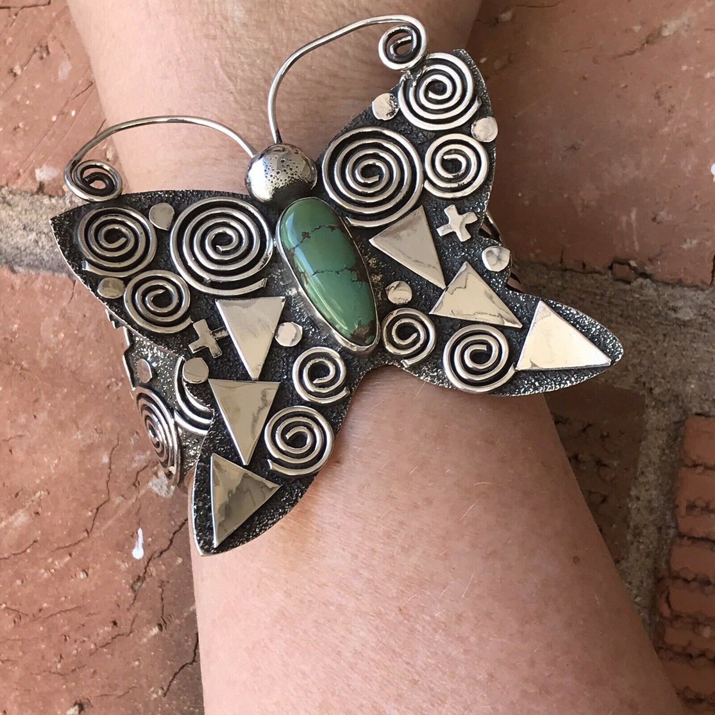 Sterling Turquoise Butterfly Bracelet Cuff By Alex Sanchez /