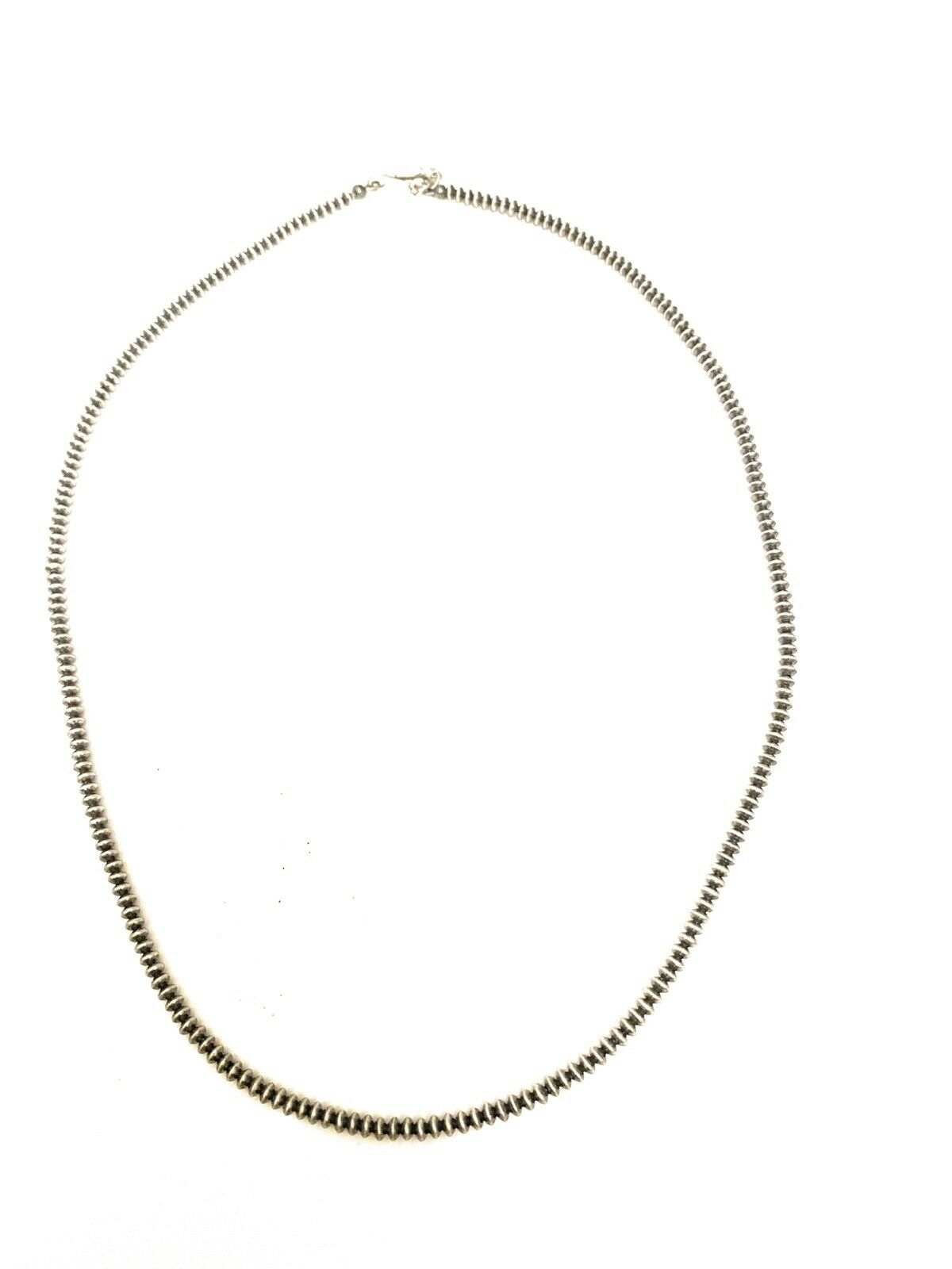 Handcrafted Sterling Silver Saucer Pearls 3mm Beaded Necklace 36 Inch