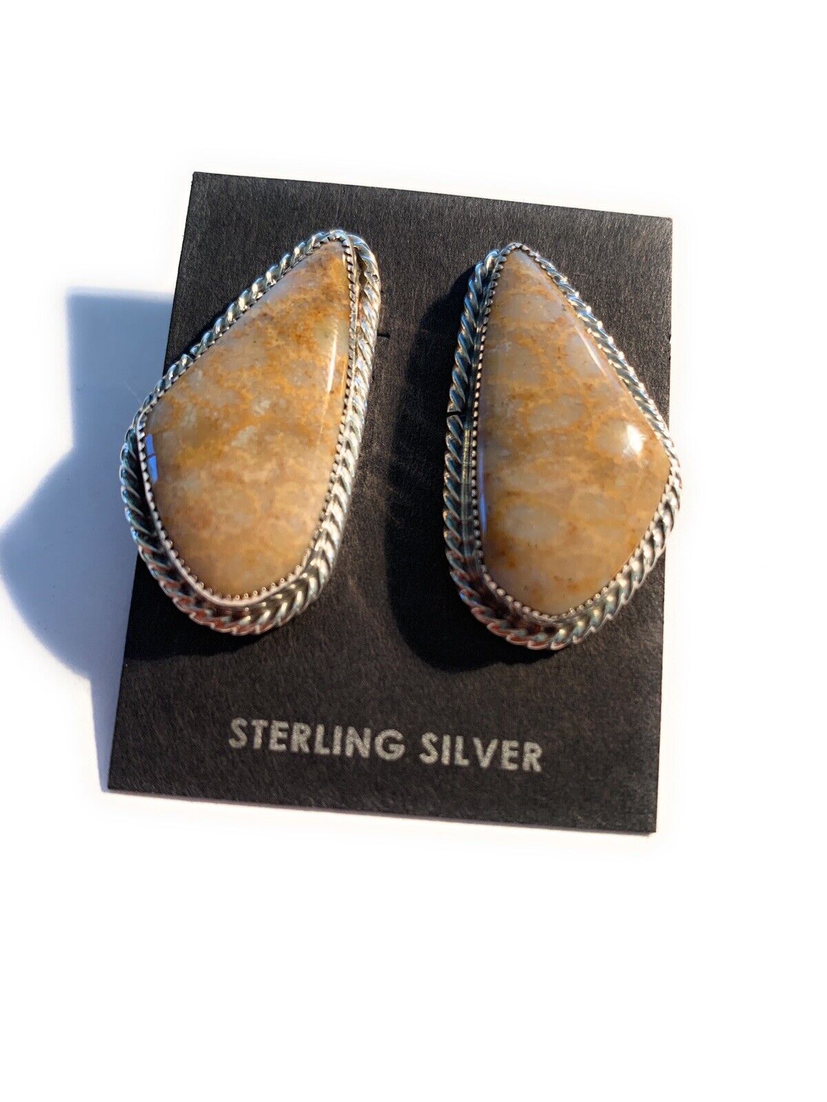 Handcrafted Fossilized Coral & Sterling Silver Studs