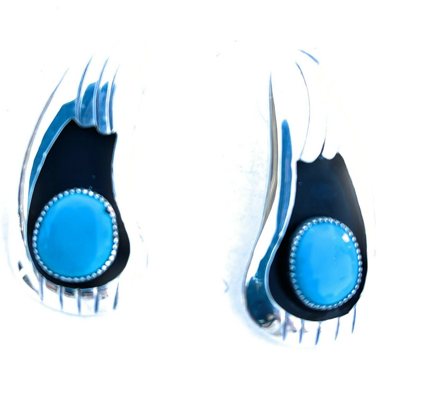 Handcrafted Turquoise And Sterling Silver Shadow Box Post Earrings