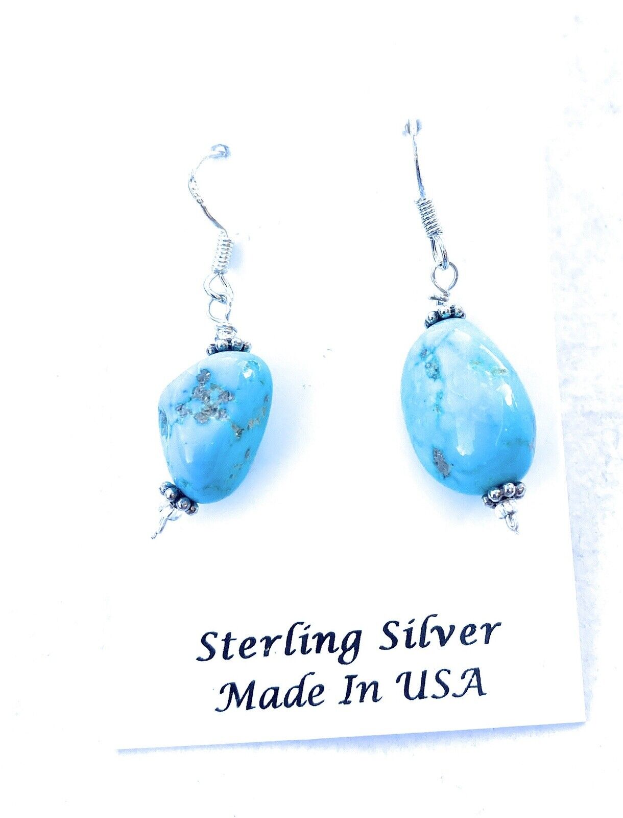 Handcrafted Sterling Silver & Turquoise Bead Dangle Earrings
