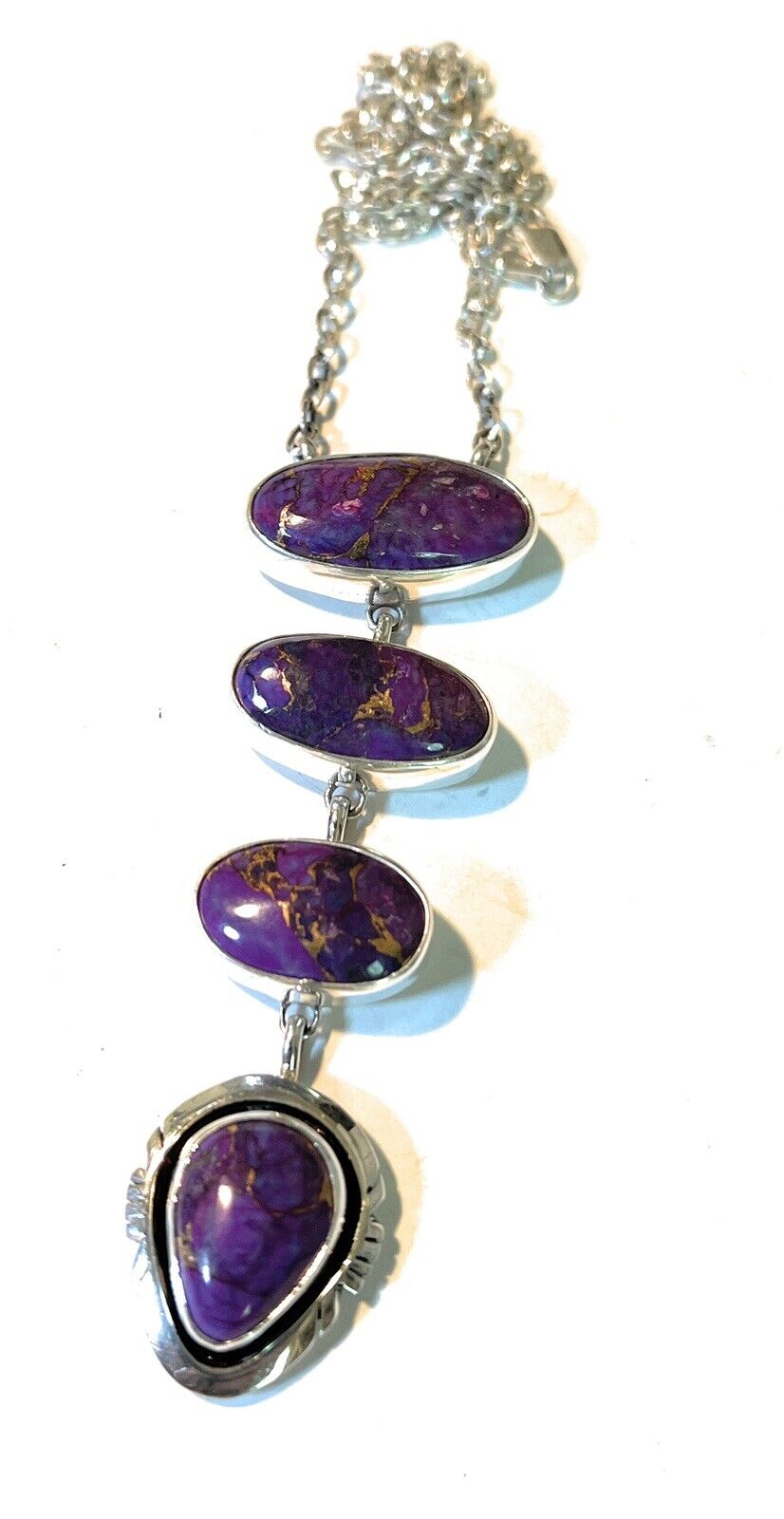 Handcrafted Purple Dream Mojave & Sterling Silver Lariat Necklace