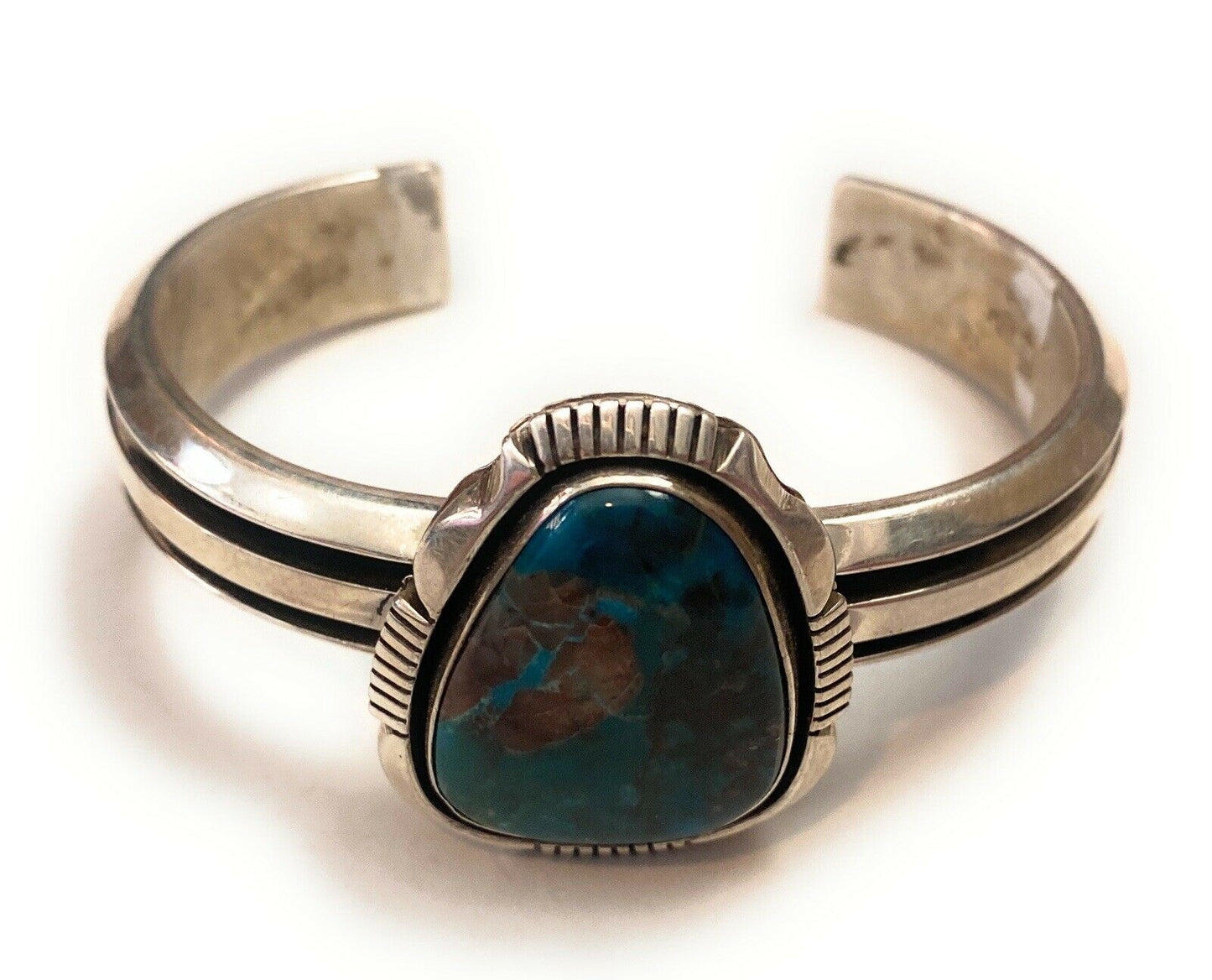 Handcrafted Vintage Royston Turquoise & Sterling Silver Cuff Bracelet by Cooper Willie